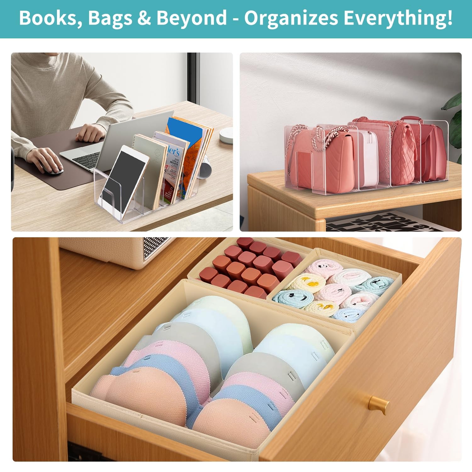 YILEGSYO 5 Pack Drawer Organizer Clothes, Foldable Baby Transparent