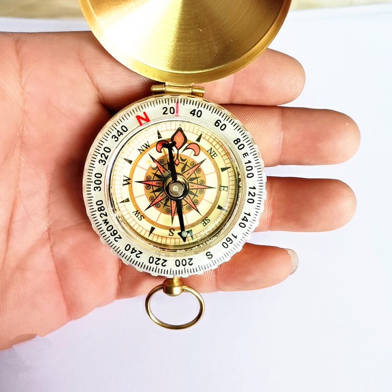 Luminous Pocket Brass Watch Style Military Army Compass Outdoor Camping Keychain