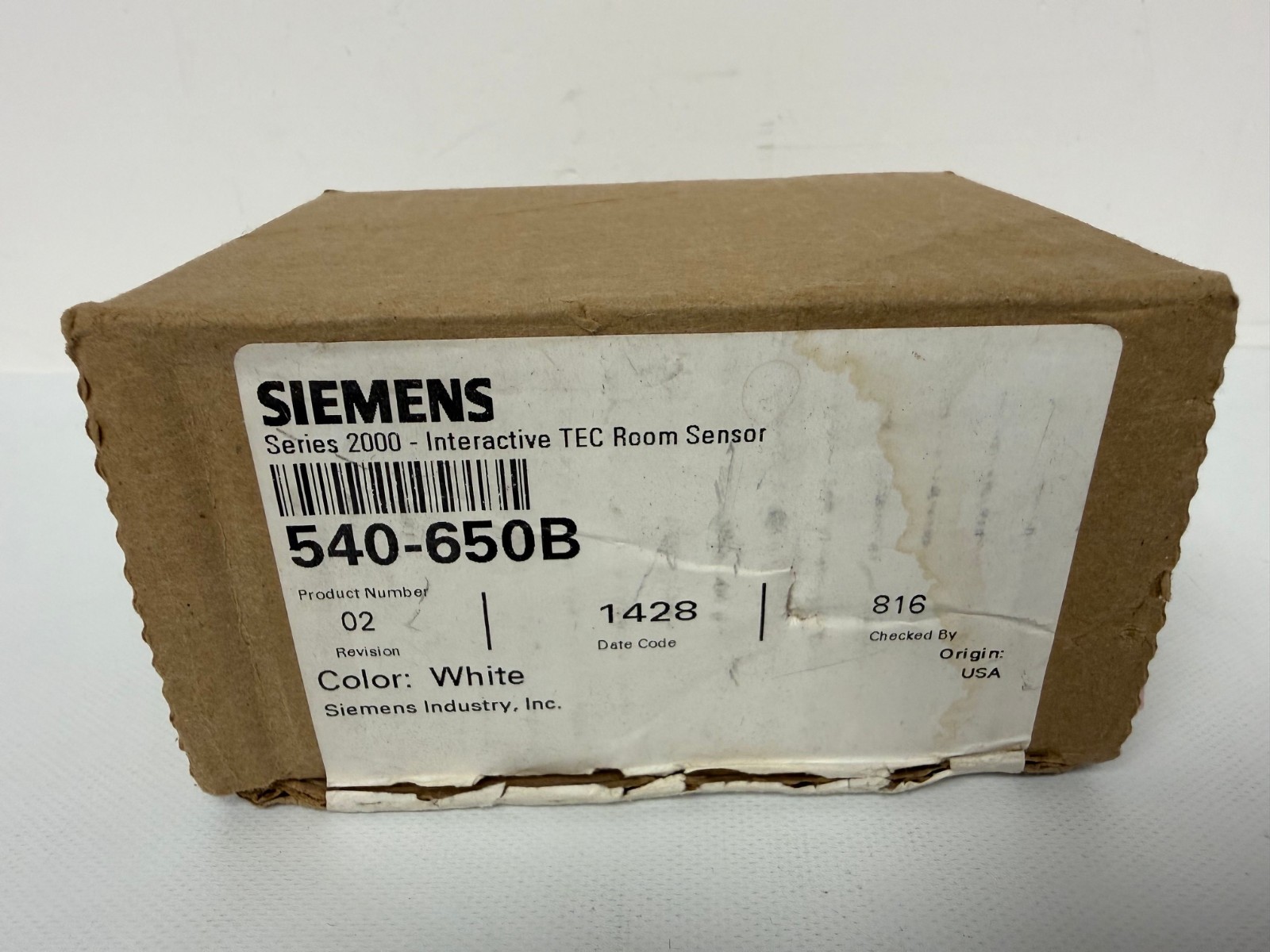 SIEMENS 540-650B SERIES 2000 INTERACTIVE TEC ROOM SENSOR WHITE NEW OPEN BOX
