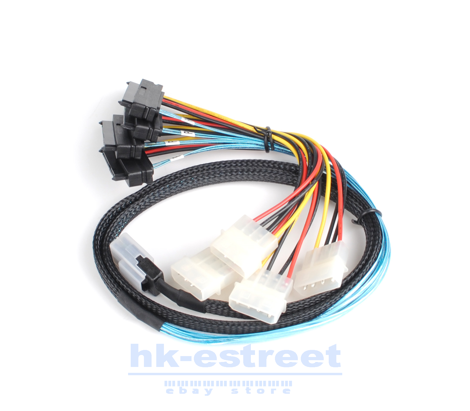 Mini SAS SFF-8087 to 4 x SFF-8482 w/ IDE Internal Breakout Power Cable 1-Meter