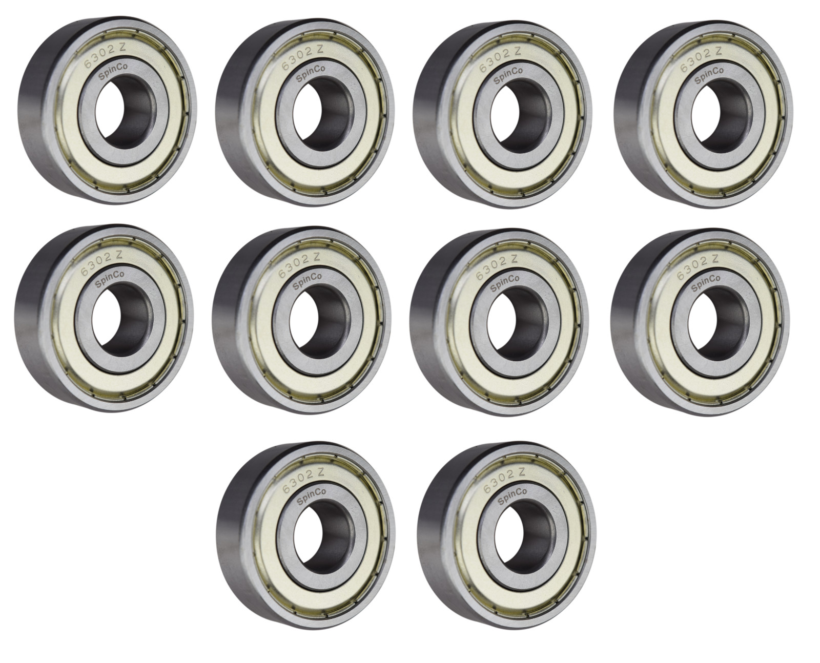 (8 Pack) 6302-ZZ, 6302-2Z, 302SS Shielded Radial Ball Bearing 15X42X13 SpinCo