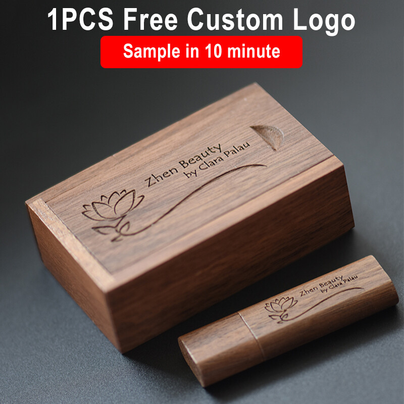 Wooden Gift Box USB 2.0 Flash Drive Free Logo High Speed Pen Drive 64GB 32GB 16G