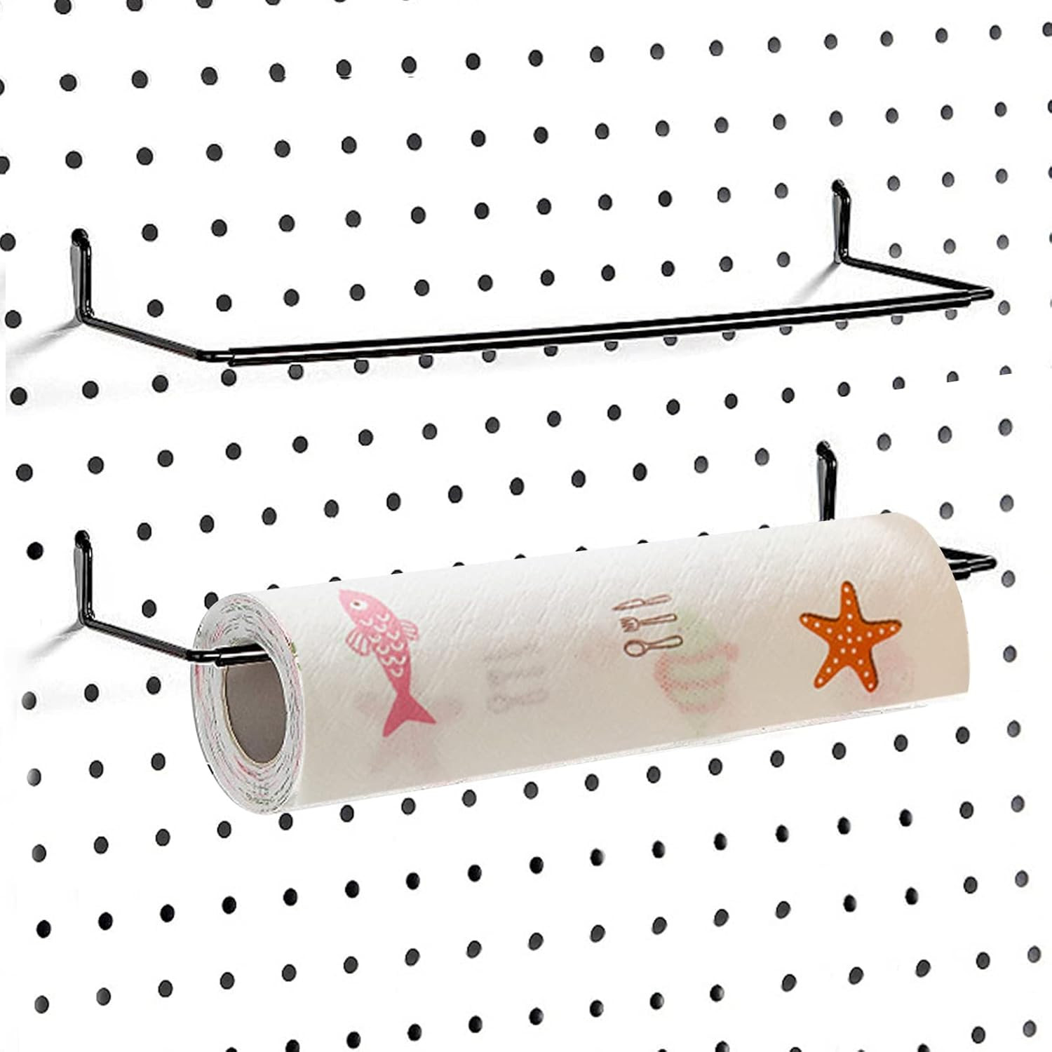 2 Pack Pegboard Towel Holder Pegboard Hooks for Paper Towels, Kitchen Towels,...