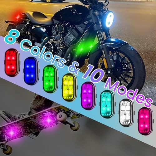 4PCS Wireless Led Strobe Lights for Car,USB Type C Rechargeable Flashing