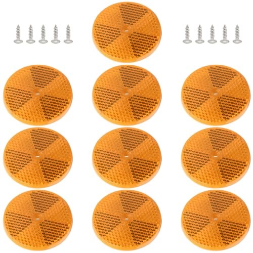 10 Pack Front Round Reflector, Safety Reflector Trailer Reflector, Amber