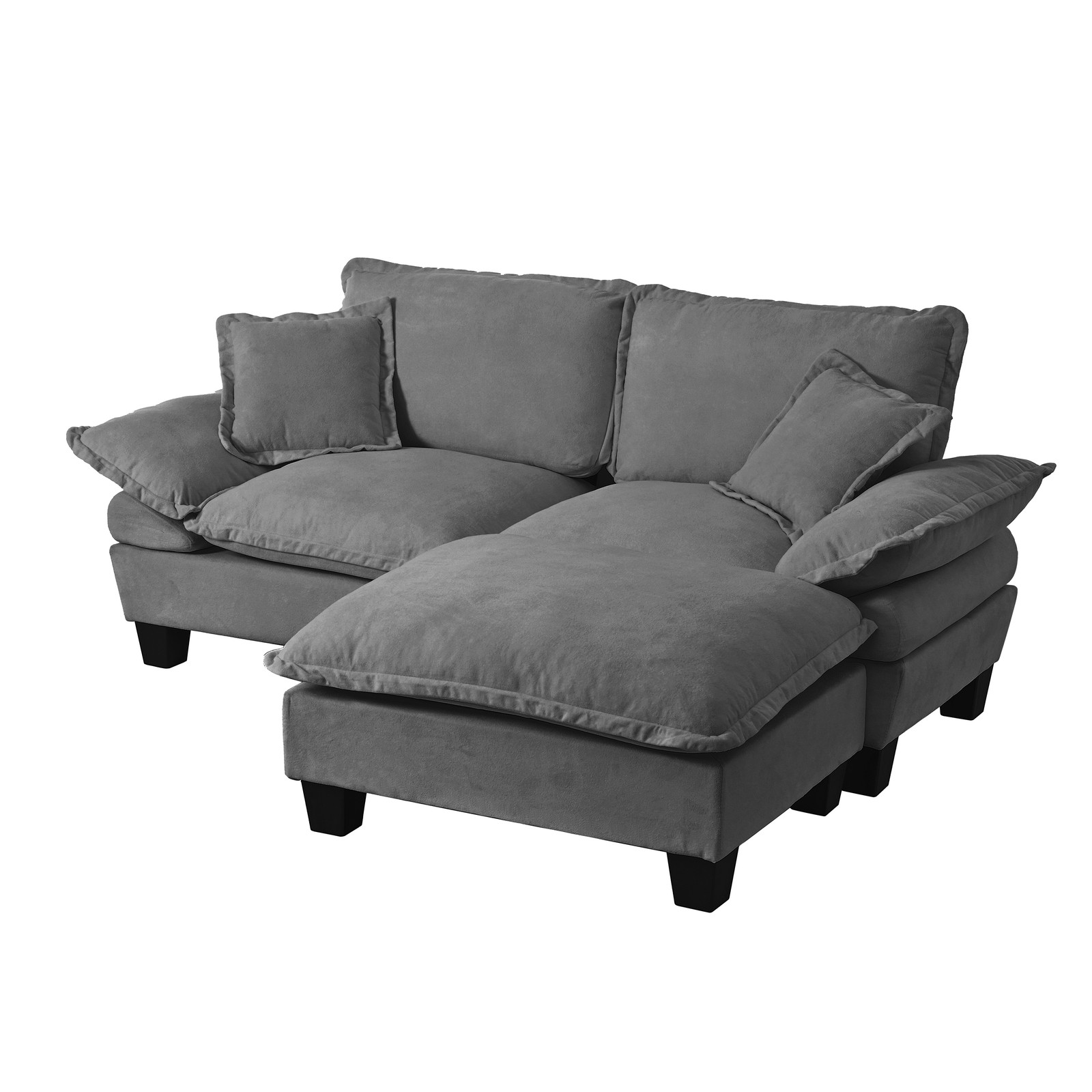 Modular Sectional Sofa, Cloud Couch with Sailboat Design, 1 Movable Ottomans & 2