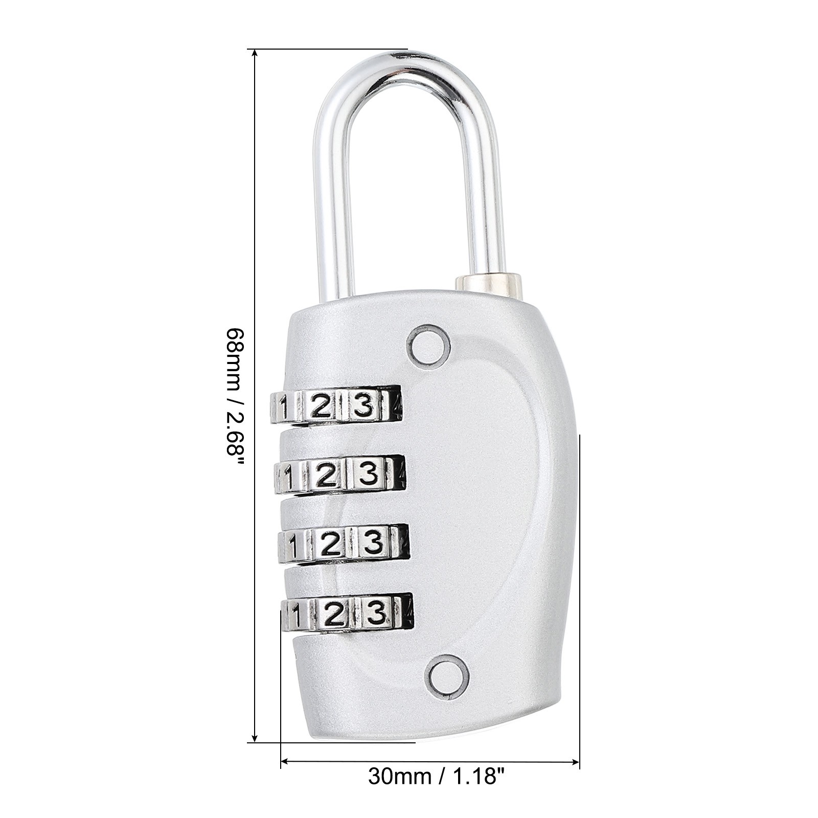 Combination Lock, 4 Digit Outdoor Padlock Waterproof Locker Lock, Silver