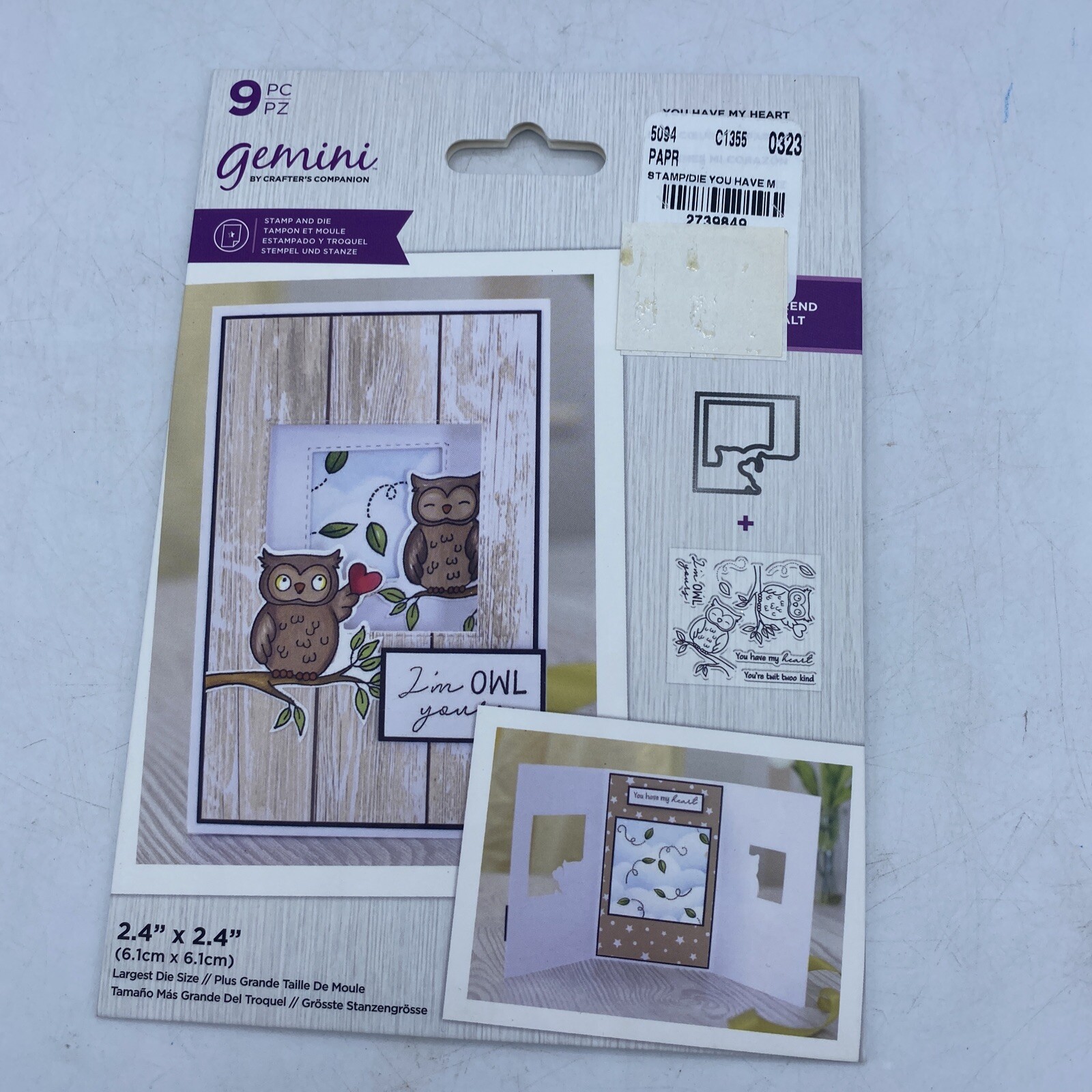 Crafters Companion YOU Have My Heart Owl Trifold Aperture Stamp And Die Set New
