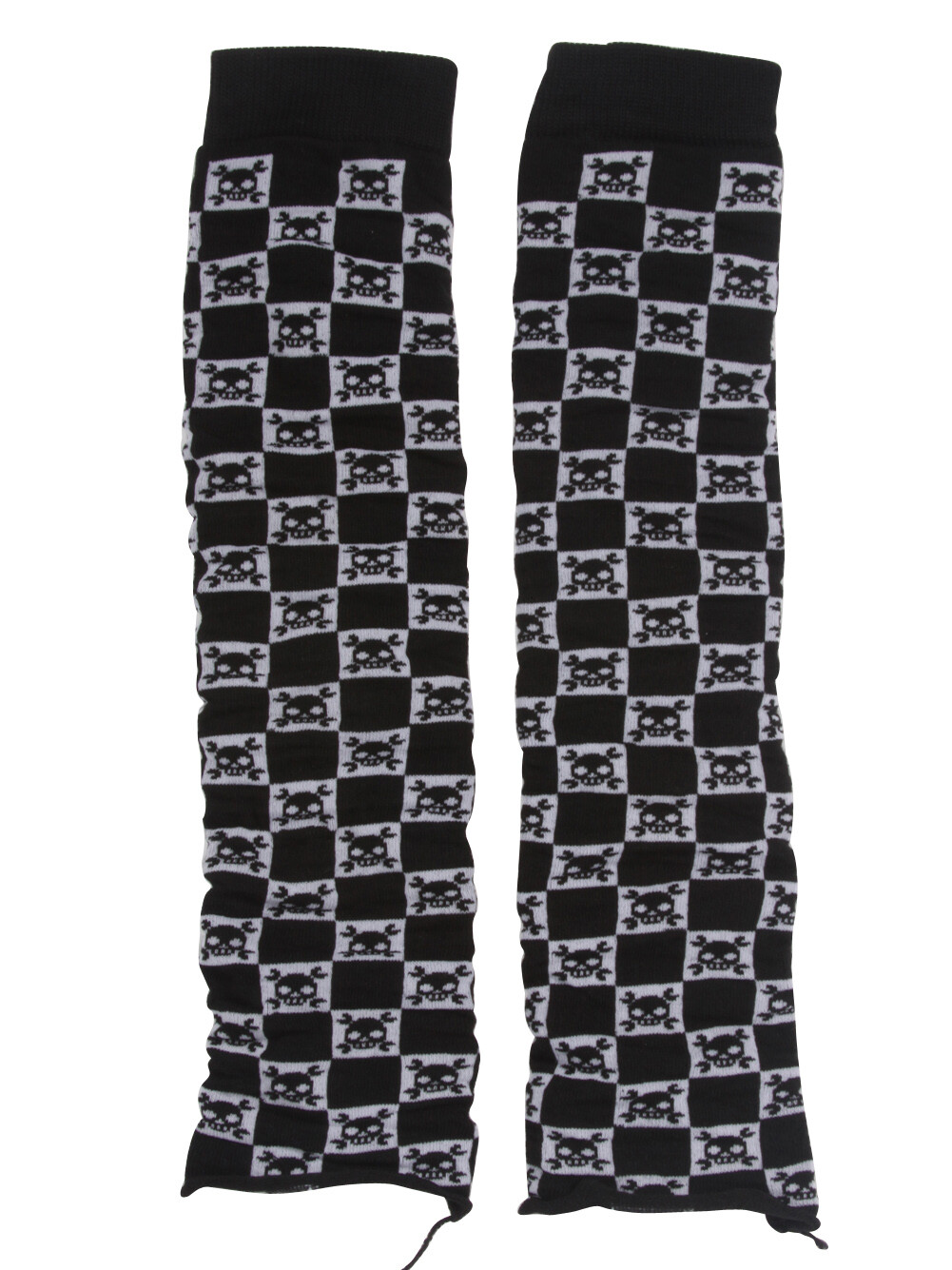 Women's Stretch Leg Warmers Black with White Skulls