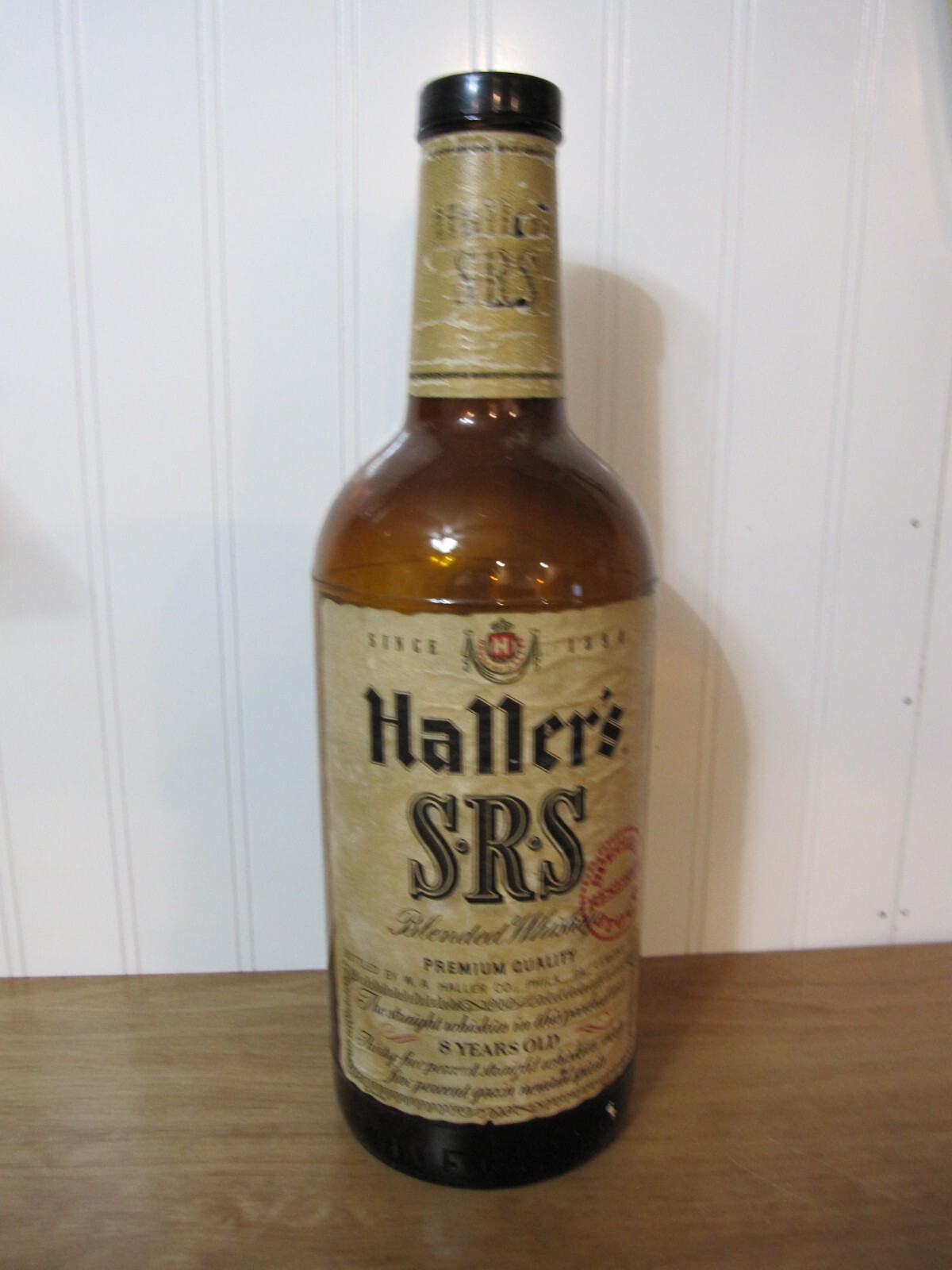 Vintage Haller`s S.R.S Blended Whiskey Half Gallon Glass Bottle Bank 1960
