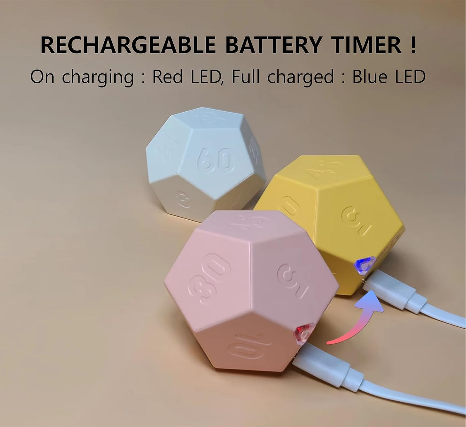 Cube Pomodoro Timer - Flip to Start Countdown, Rechargeable Mini Productivity Ti