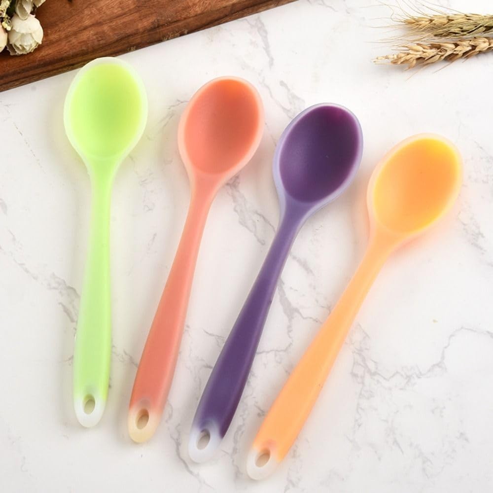 2 Pcs Silicone Dinner Spoon, Multi-purpose Surrounding Transparent Design Sof