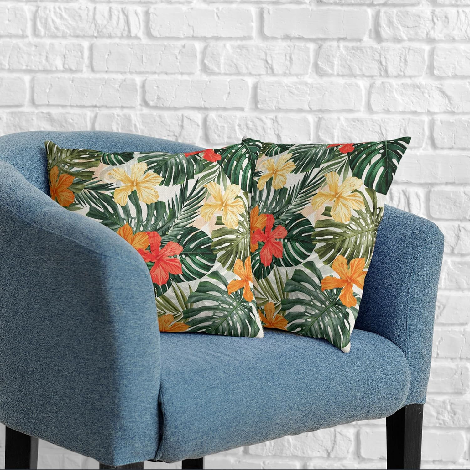Hawaiian Hibiscus Flower Throw Pillow Covers Summer Tropical Pillow Covers 18x18