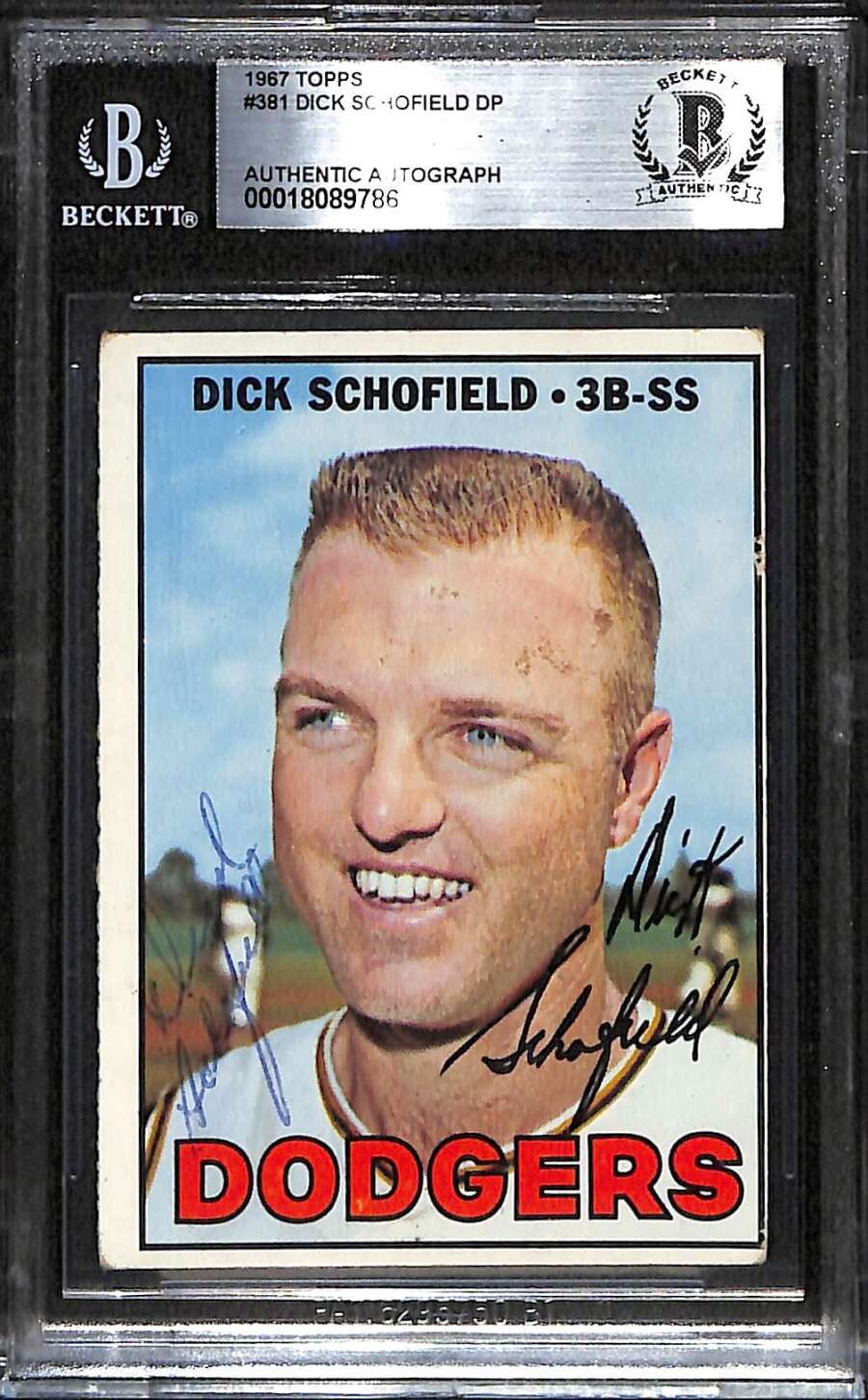 1967 Topps 381 Dick Schofield DP BGS Auto Autographed BAS Authentic C100181