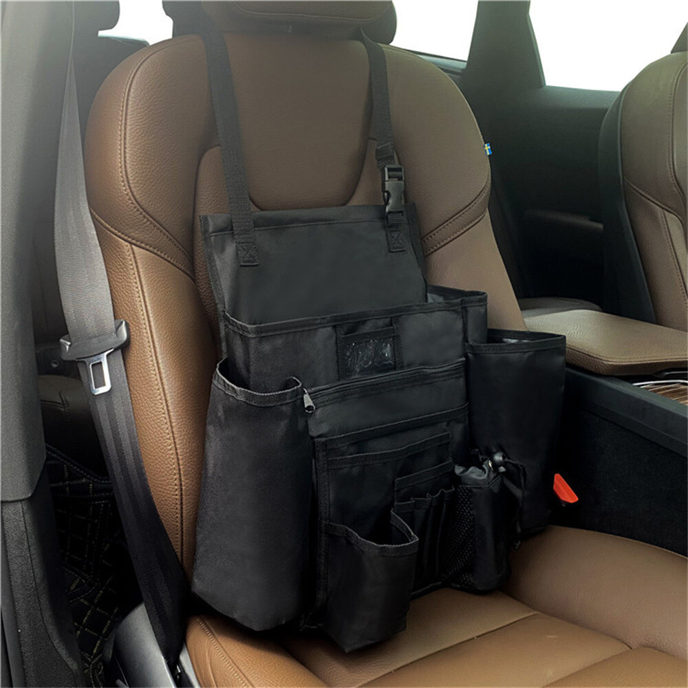 1x Black Car Seat Back Multi Function Storage Bag For Off Road Truck Universal