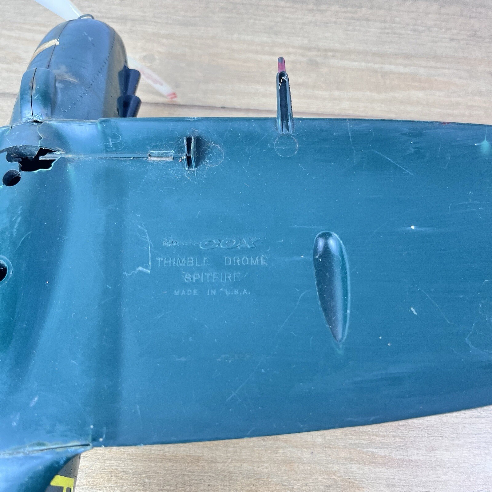 Vintage Cox Thimble Drome Spitfire #7800 RAF Gas Engine Model Tether Airplane