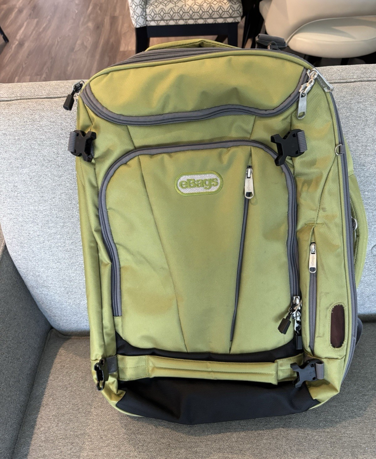 eBags Mother load Backpack Green/Black/Gray Zip, Adjustable straps