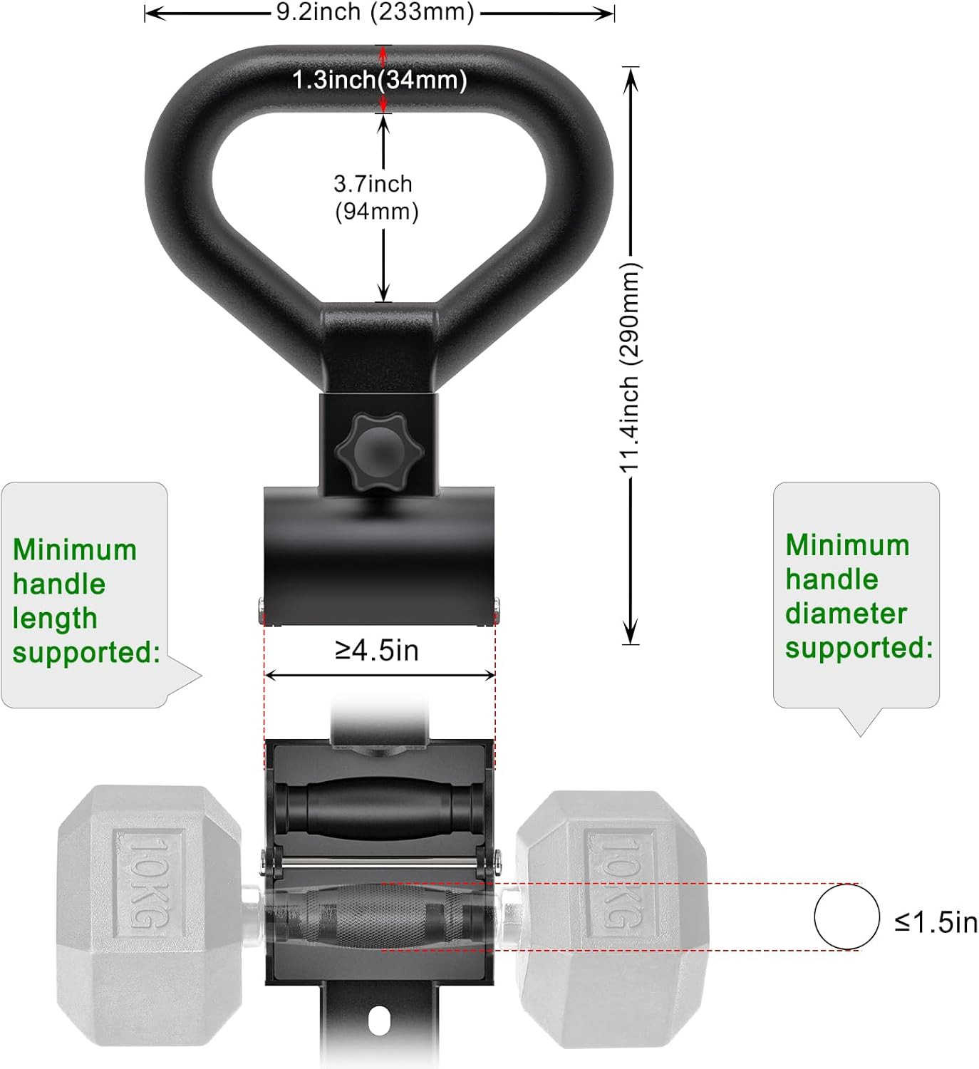 Versatile Steel Dumbbell to Kettlebell Converter Handle, Dumbbell Grip