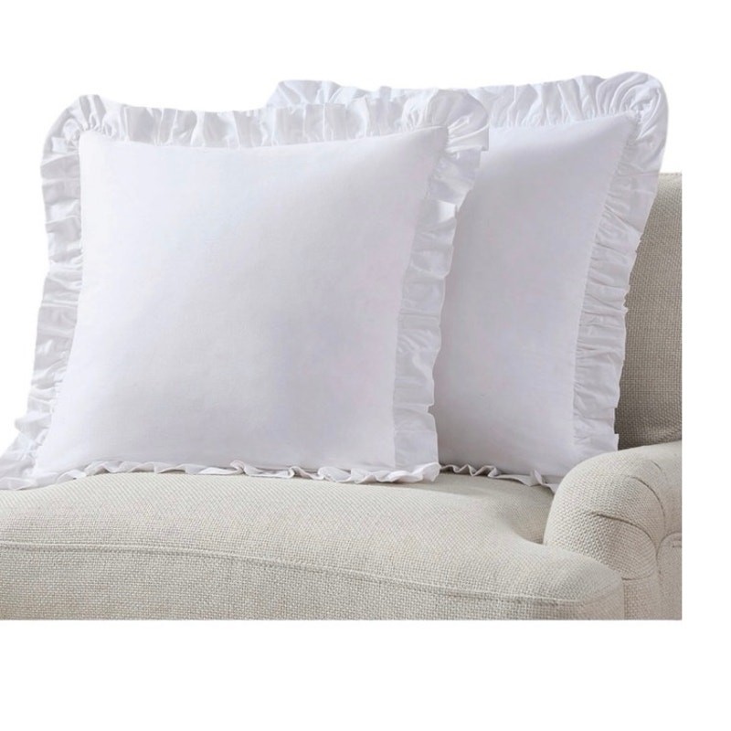 Draper James 2 Pack Decorative Pillows 20x20 White Ruffle Trim New