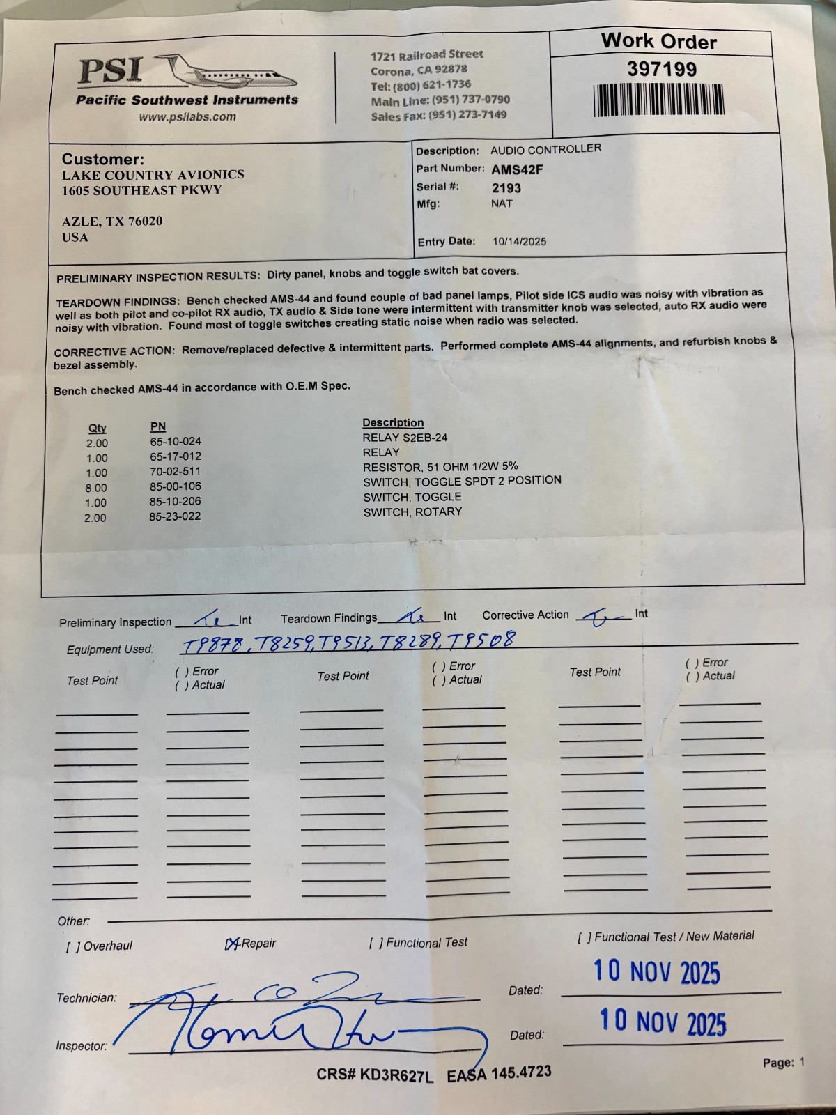 Audio Controller AMS42F w/ November 2025 Repaired 8130
