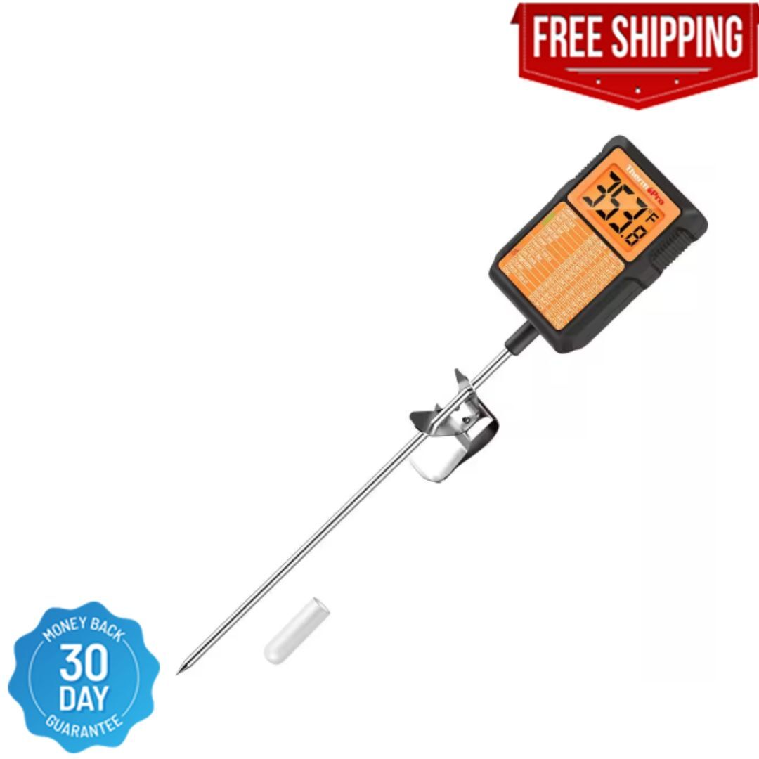 Cooking Thermometer Digital Candy Making Grilling 8" Long Probe With Pot Clip