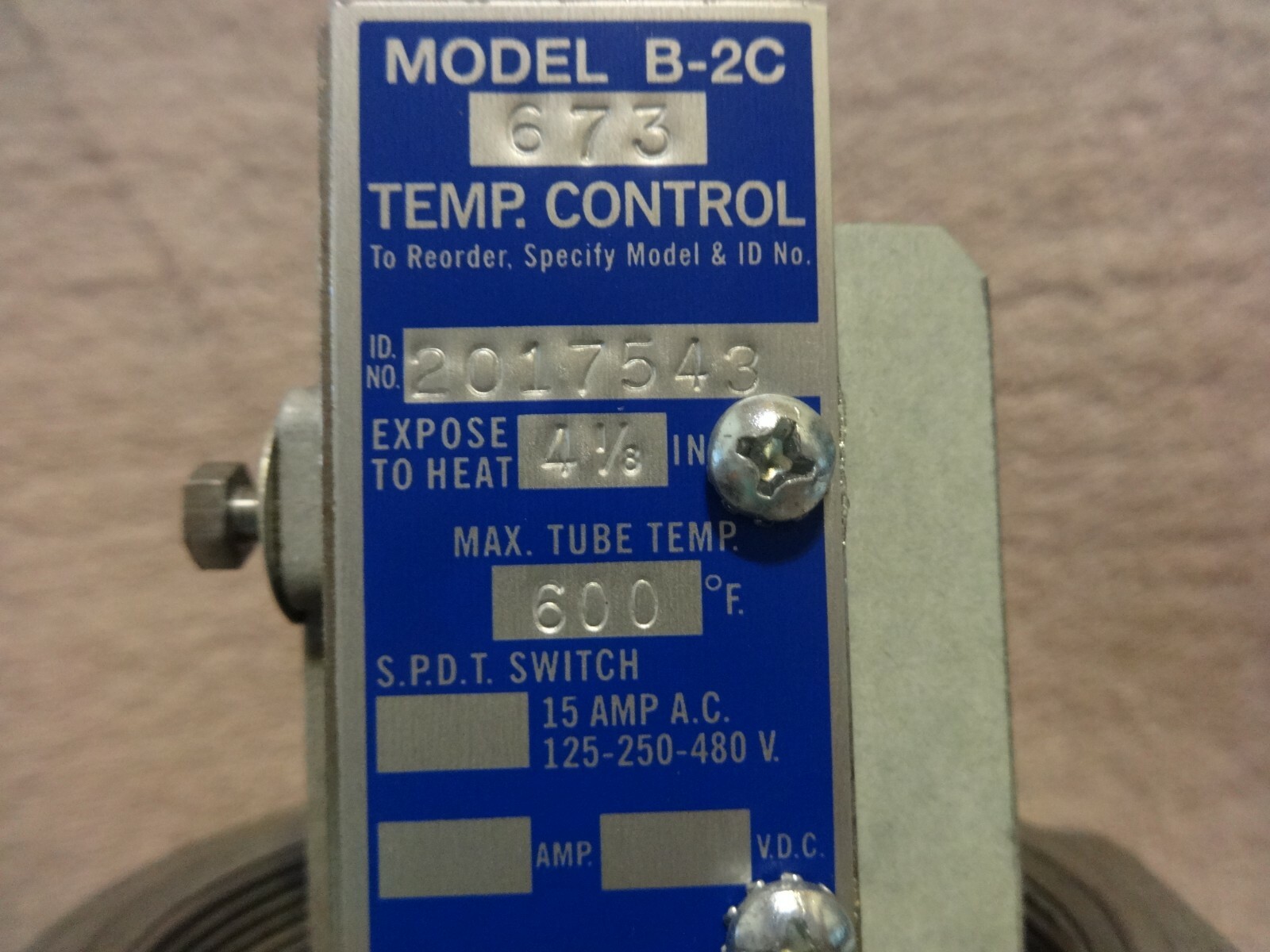 BURLING INSTRUMENTS MOD B-2C 673, ADJUSTABLE TEMP CONTROLLER