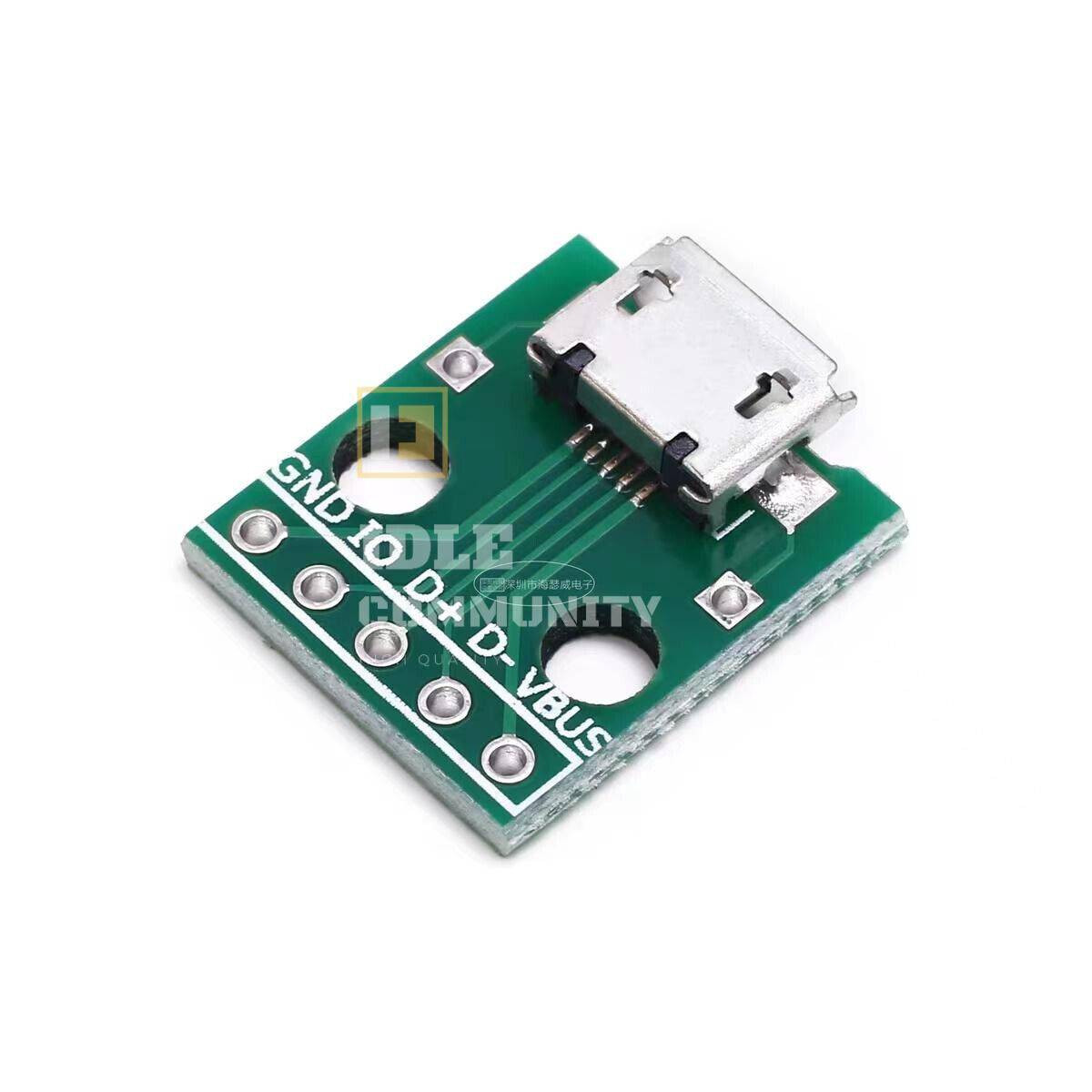5PCS MICRO USB to DIP Adapter 5pin female connector B type pcb converter