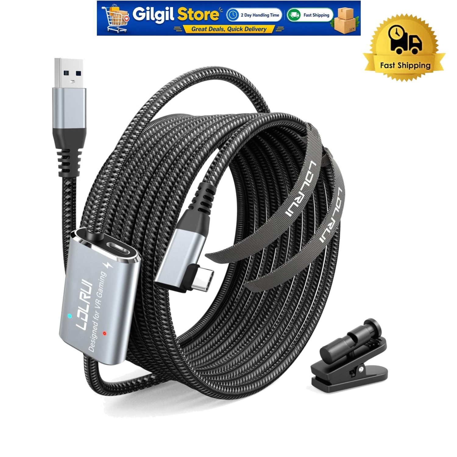 16FT VR Link Cable with Fast Charging for Meta Quest 3 & Pico 4 - Unlimited Play