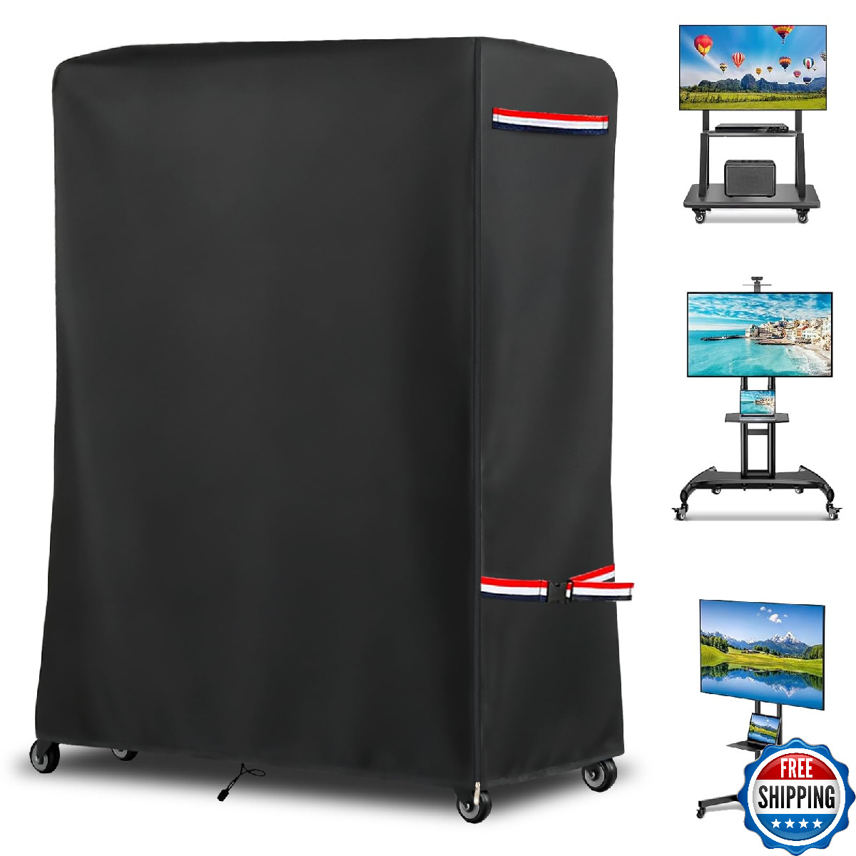 53 Inch Waterproof Outdoor TV Trolley Cover,Heavy Duty 600D Rolling TV Stand Cov
