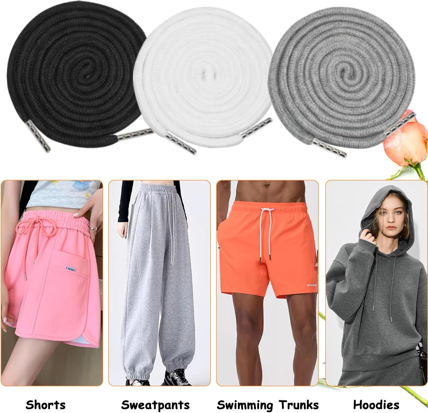 12 Pcs 66 Inches XL Drawstring Cords Replacement Extra Long Hoodie Strings with