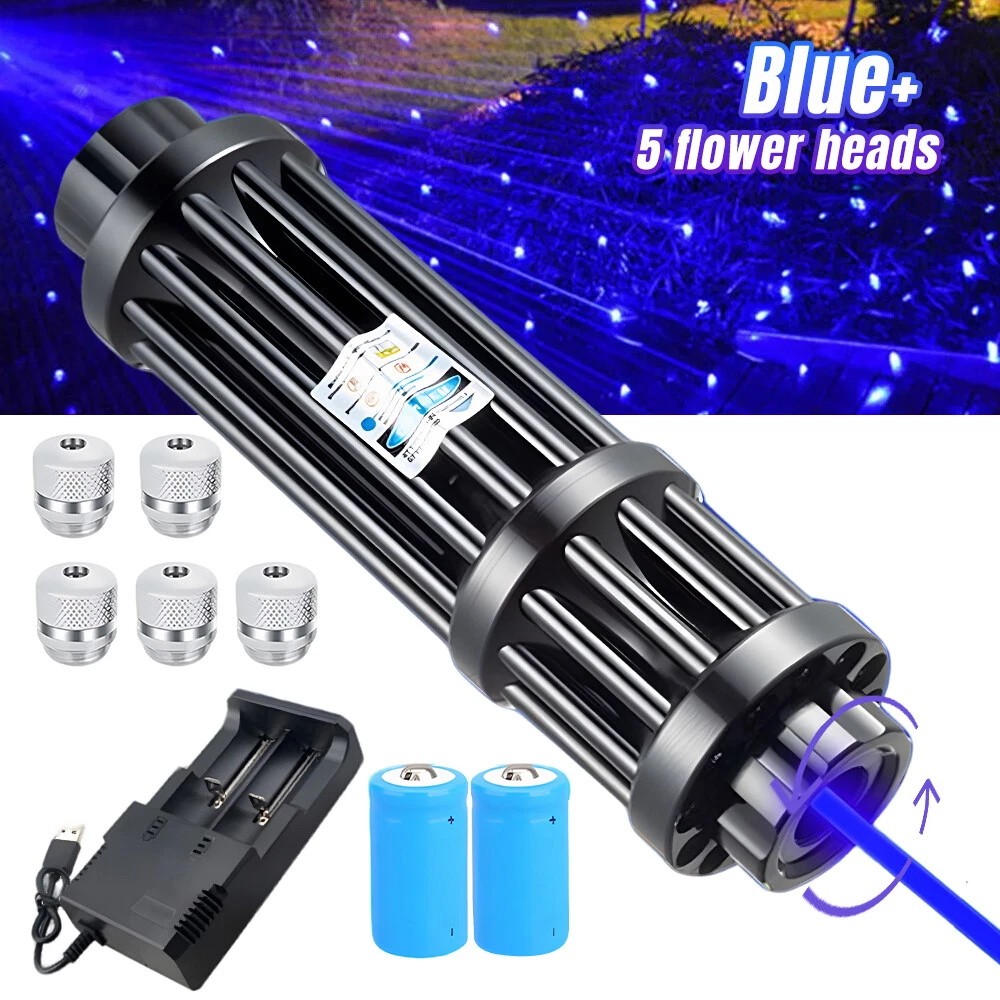 Watt Adjustable High Power Blue Burning Laser Pointer Visible Dot Torch Light US