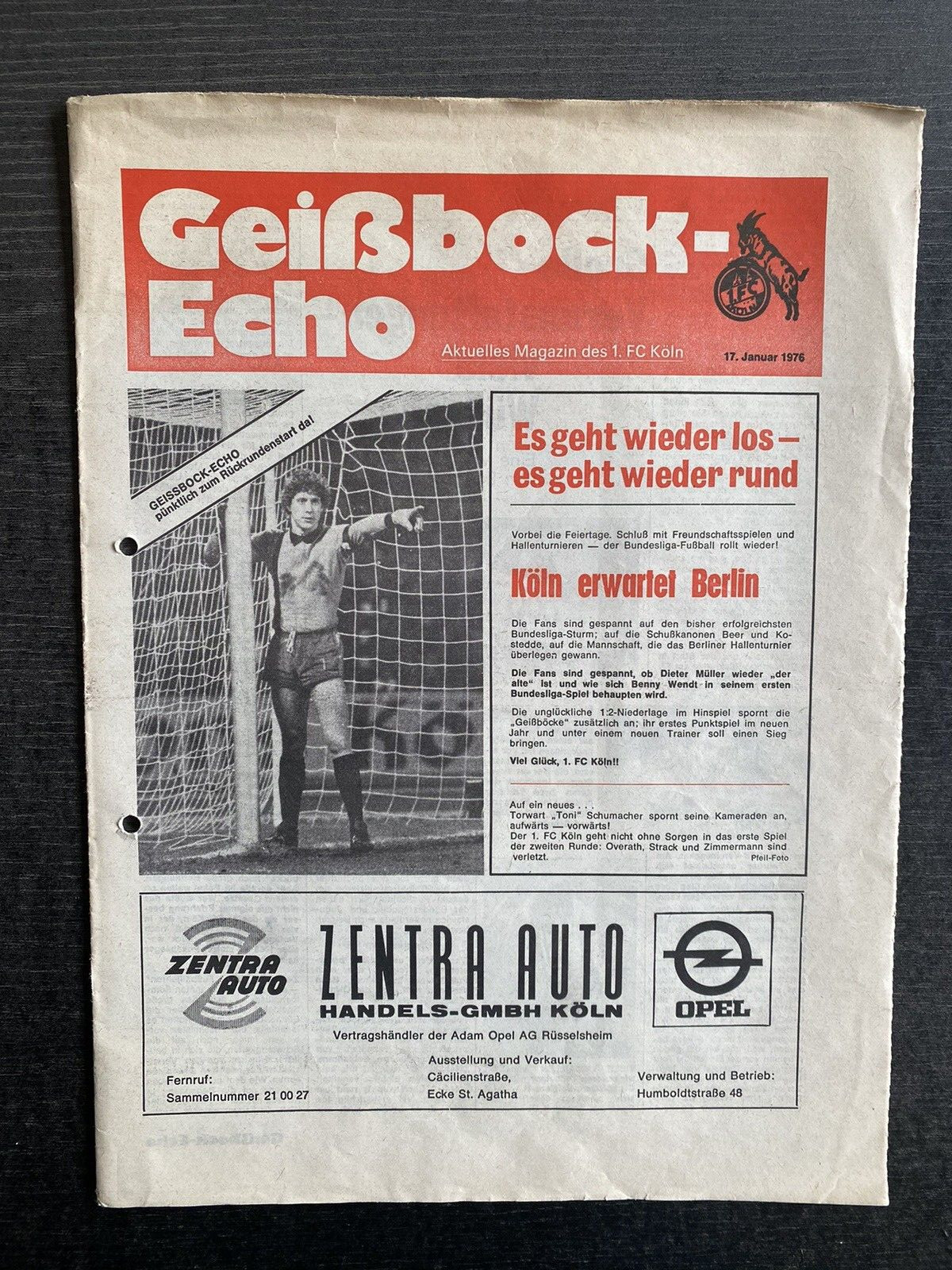Bl 75/76 1. Fc Cologne - Hertha Bsc, 17.01.1976 - Toni Schumacher