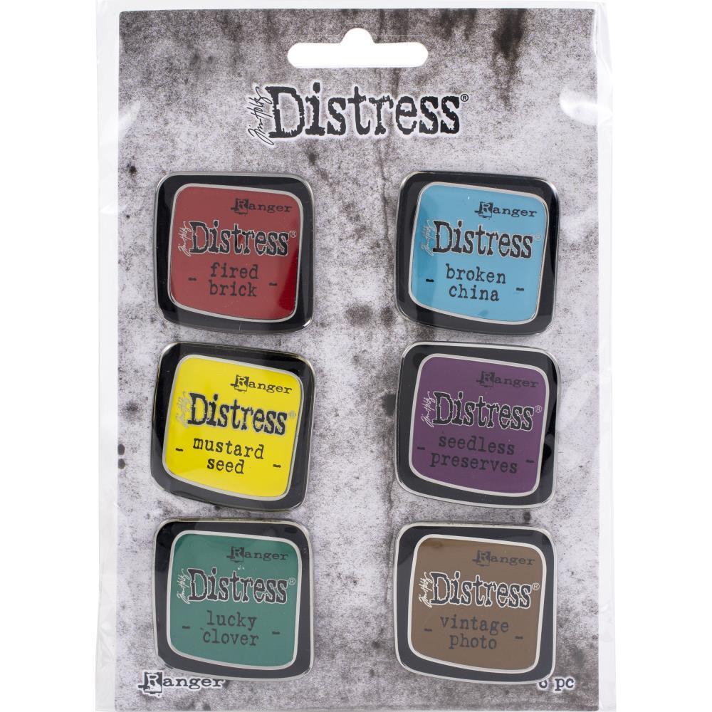 New Ranger Tim Holtz Distress Enamel Collector Pin Set 6/Pkg-Set 2