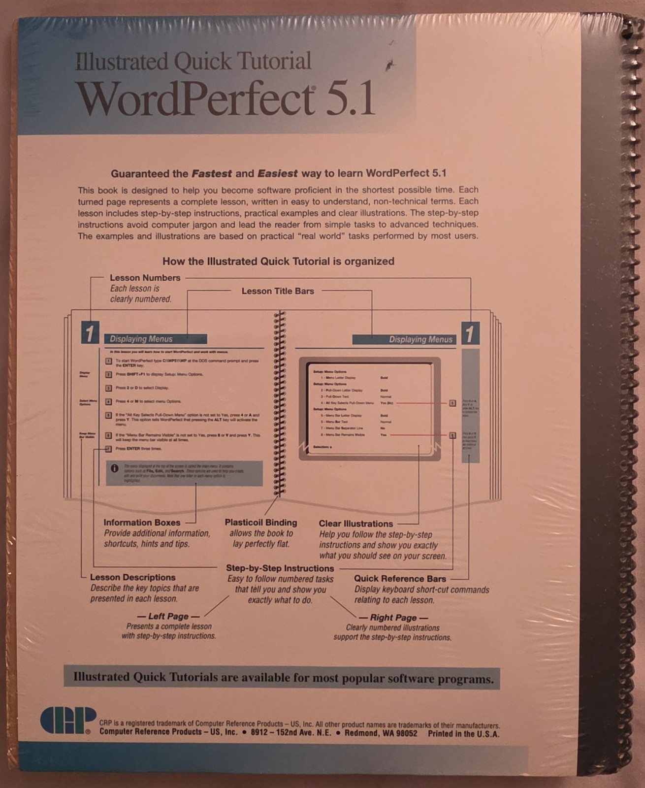 Sealed WordPerfect 5.1 DOS Illustrated Quick Tutorial Manual Keyboard Template