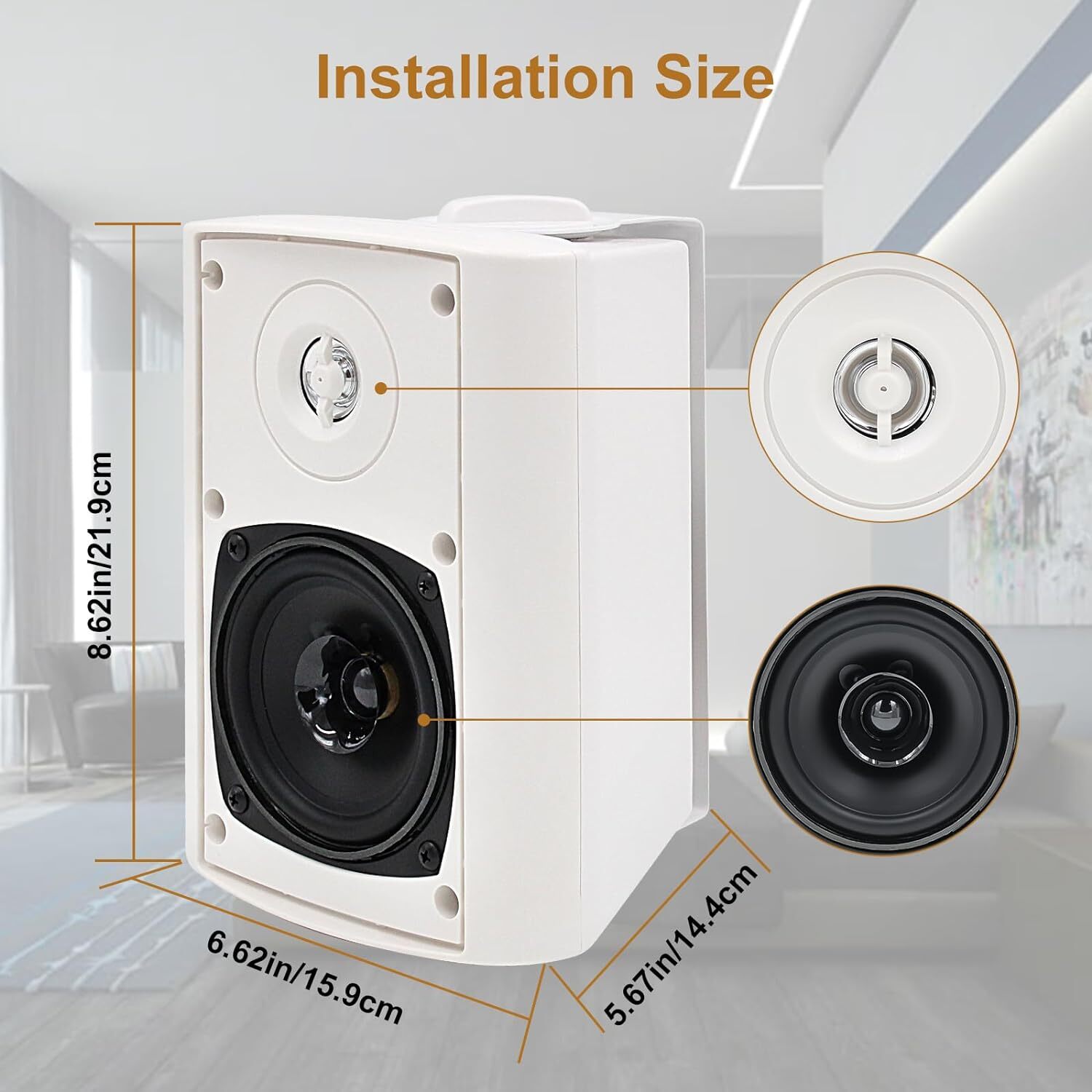 Herdio 4 Pack 4" Outdoor Bluetooth Speakers Waterproof Wall Mount Black/White