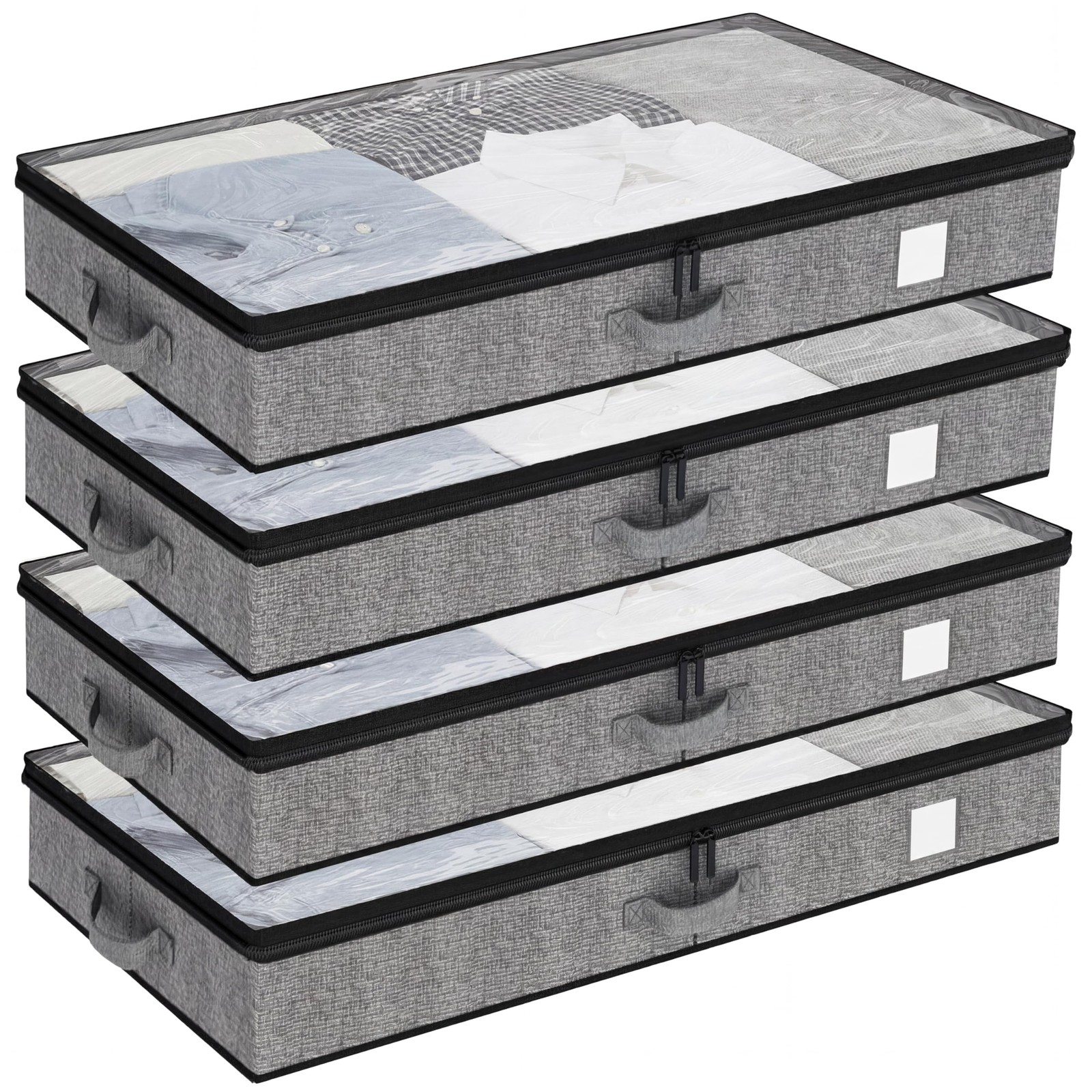 Under Bed Storage Containers 4 Pack, Reinforced Underbed Organizer Below 4.5 ...