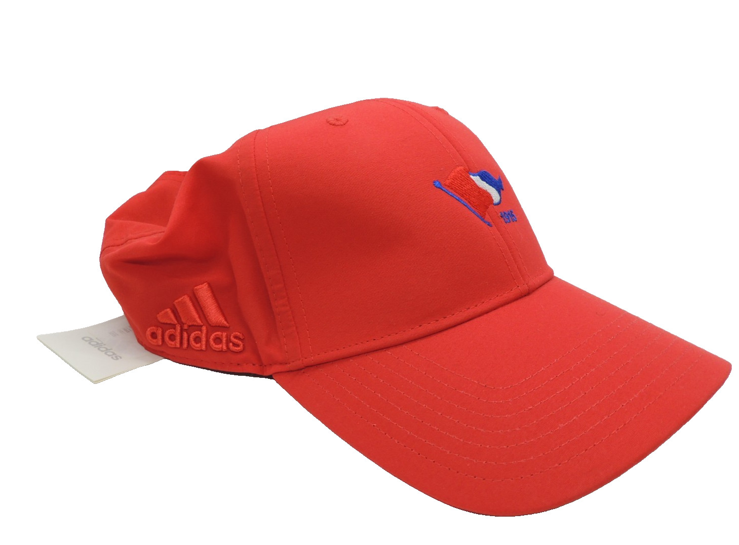 Men's Adidas Golf Hat Adjustable Performance Cap Red with Flag NEW