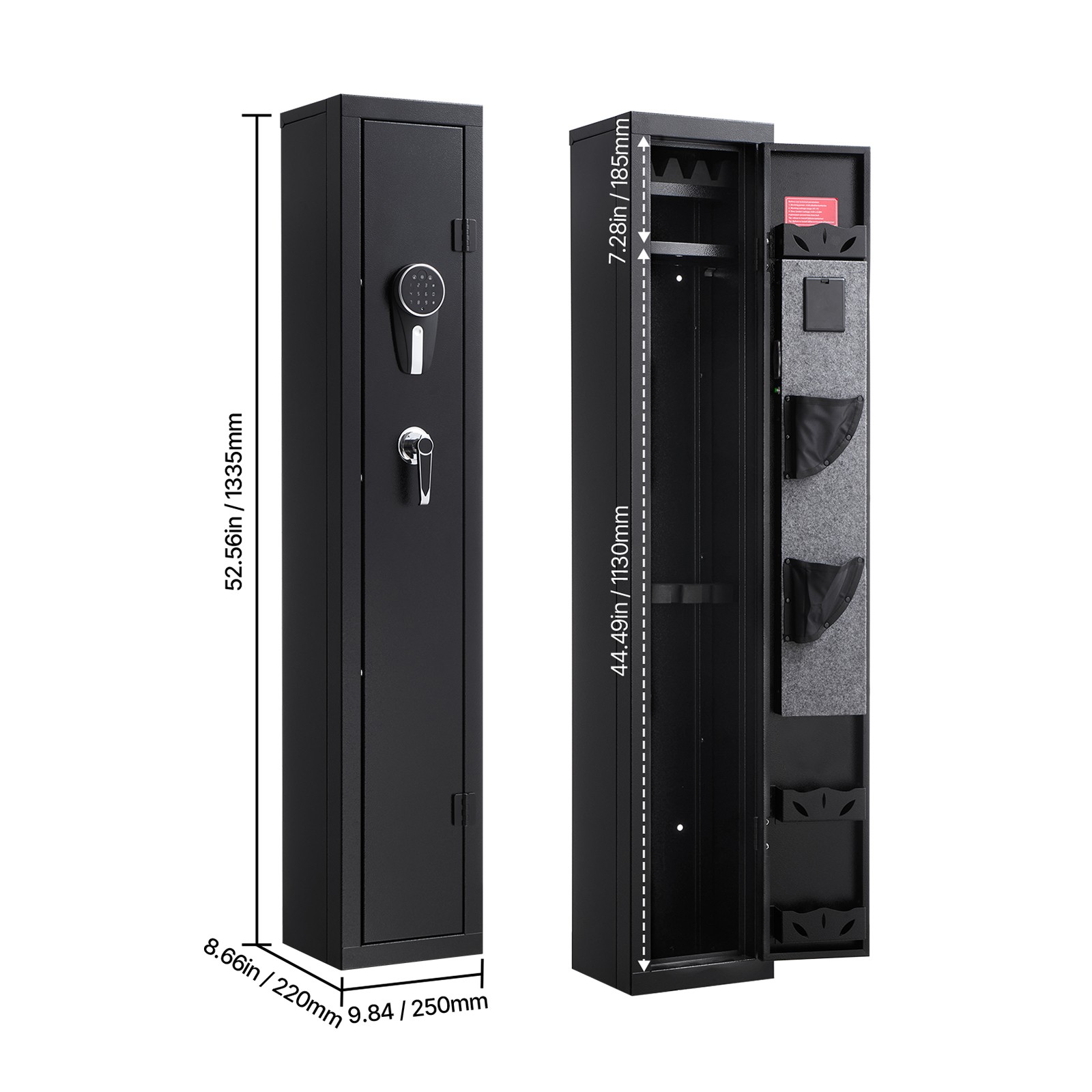 Uimoso Gun Safe with Digital Keypad & Key Adjustable Racks LED Lighting Black