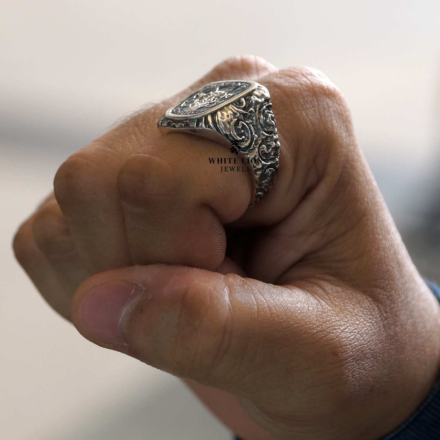 Satans Choice Cat 925 Sterling Silver Men Biker Motorcycle Club Ring