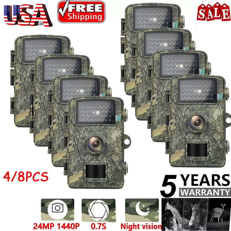 4/8 Pcs Wildlife Hunting Trail Camera 1440P Game Camera with Night Vision 2026