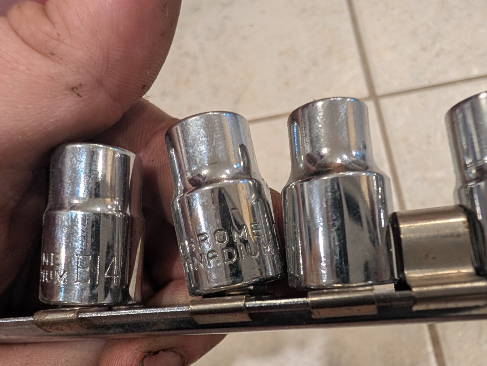 E Torx Socket Set Chrome 7 pieces with Rail