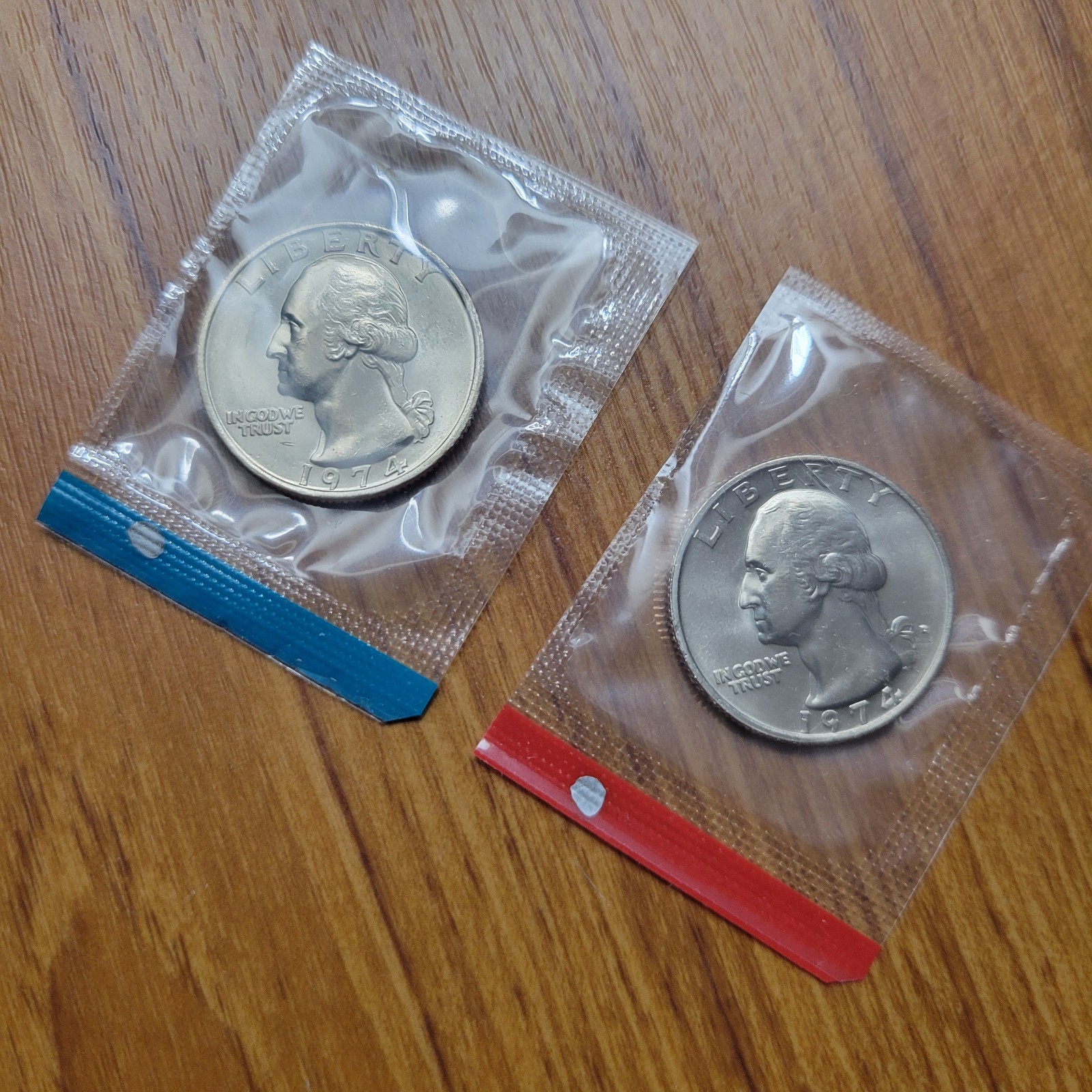 1974 P and D Quarters Set of Two Coins in Mint Cello Uncirculated