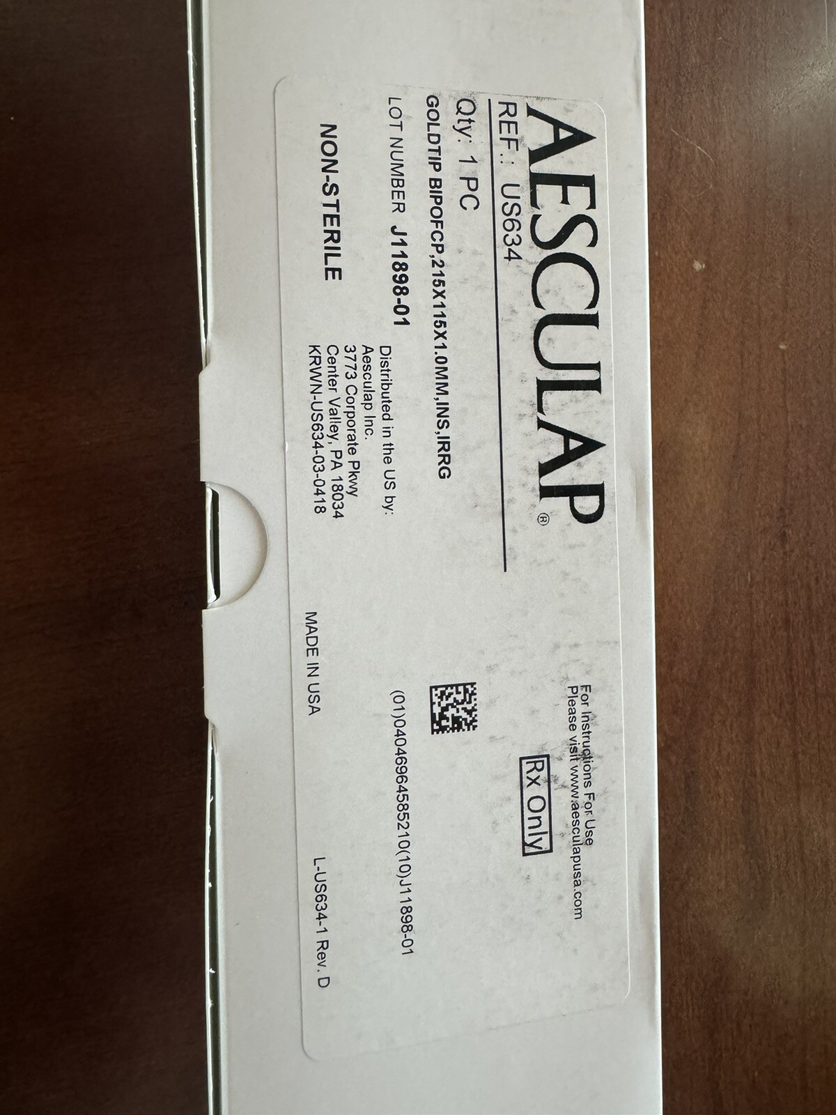 Aesculap Goldtip BiPolar Forcep -215 X 115 X 1.0mm, INS, IRRG - US634