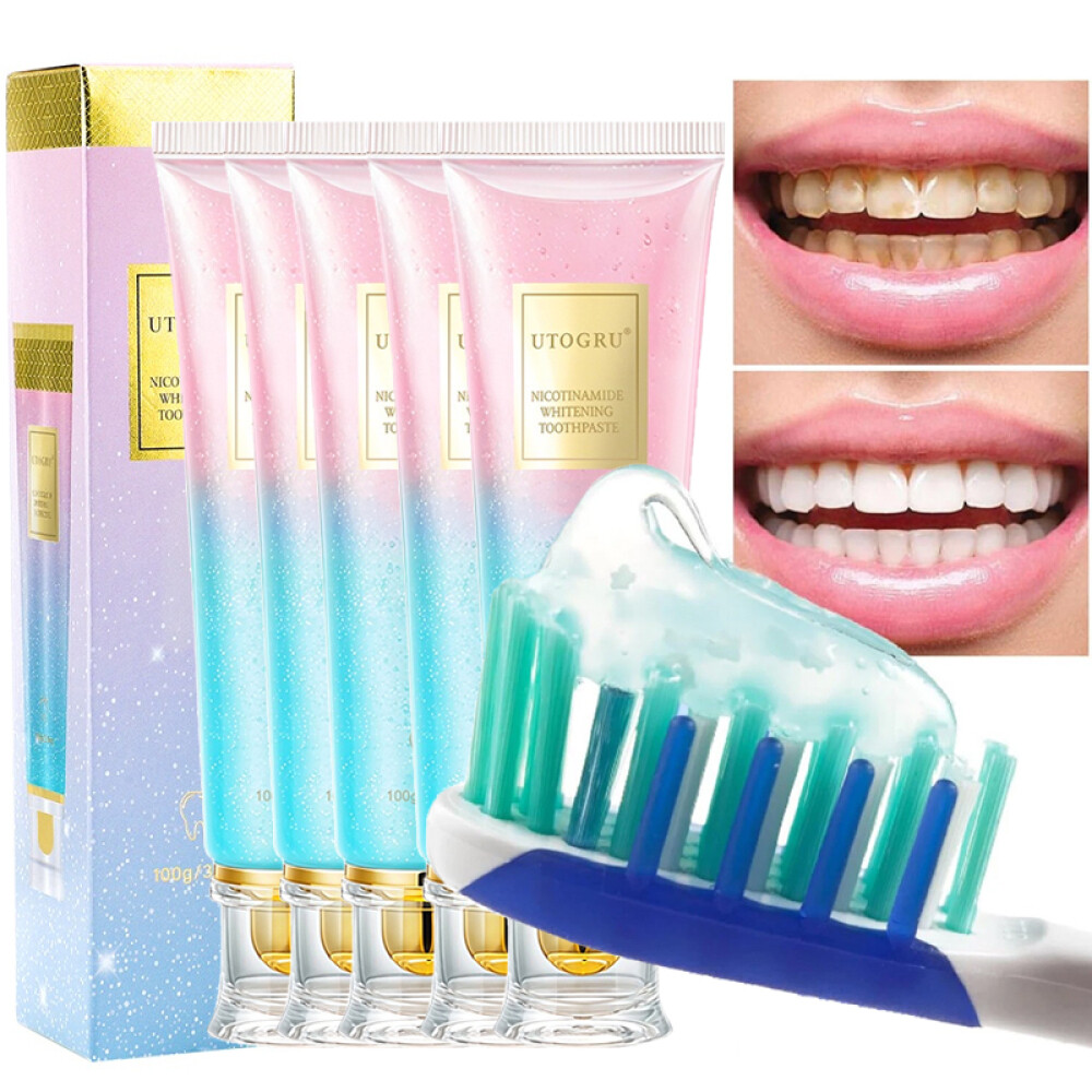 6Pcs 100g Niacinamide Intensive Whitening Toothpaste Fresh Breath Teeth Cleaning