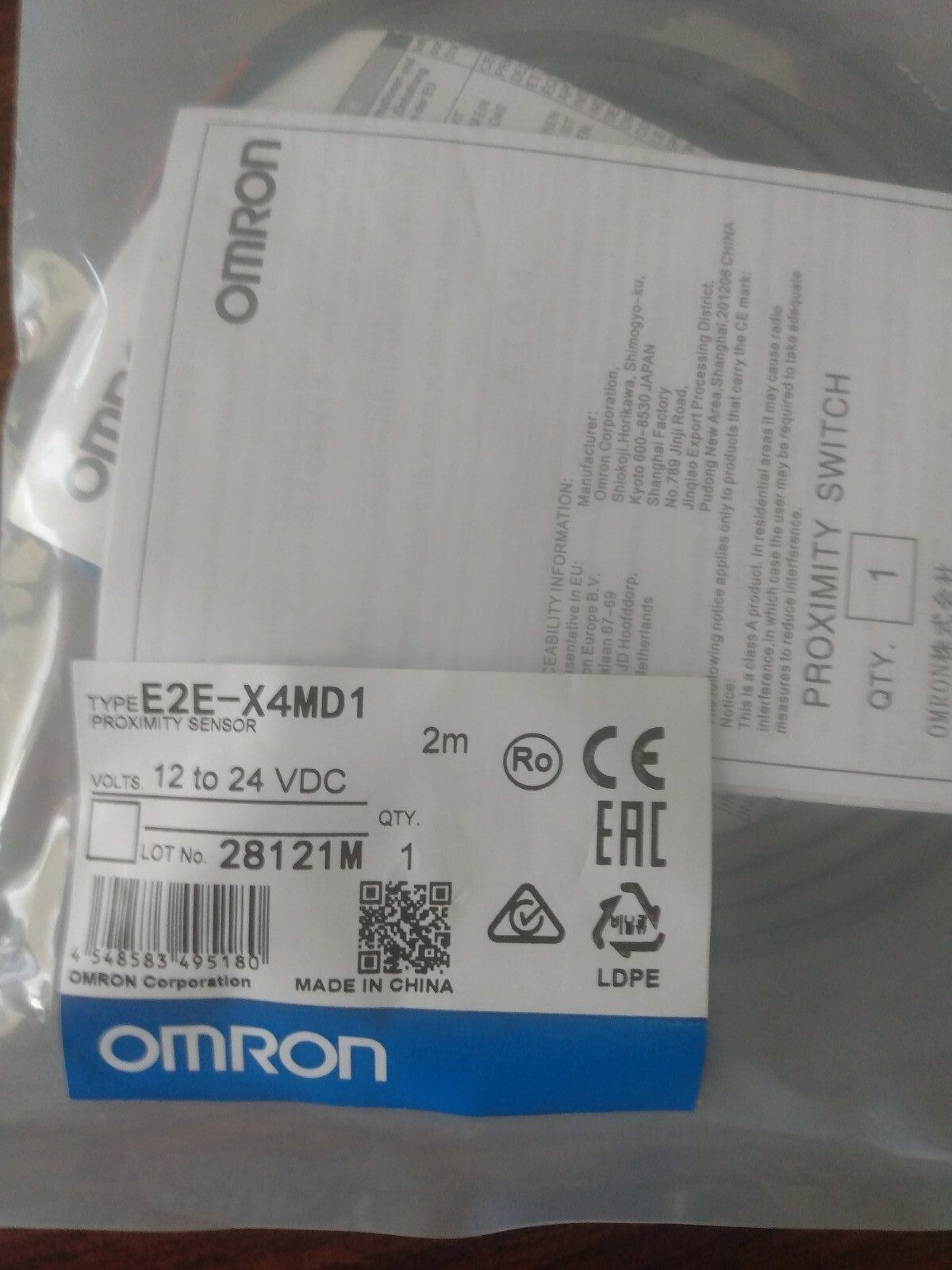 ONE NEW- OMRON proximity switch E2E-X4MD1, Free shipping.