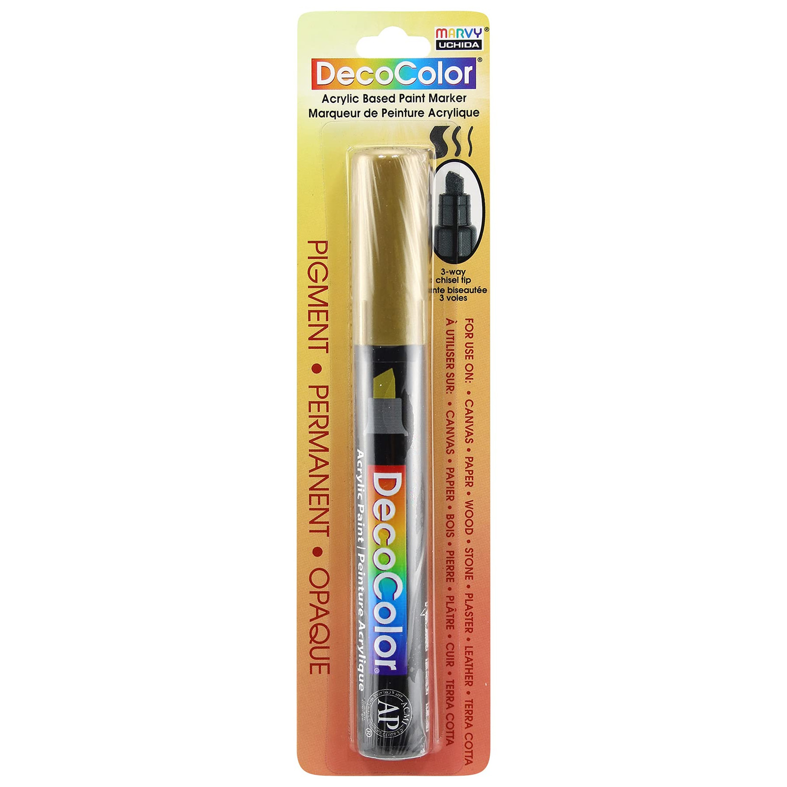 Gold Acrylic Paint Marker with Chisel Tip for Arts and Crafts Projects