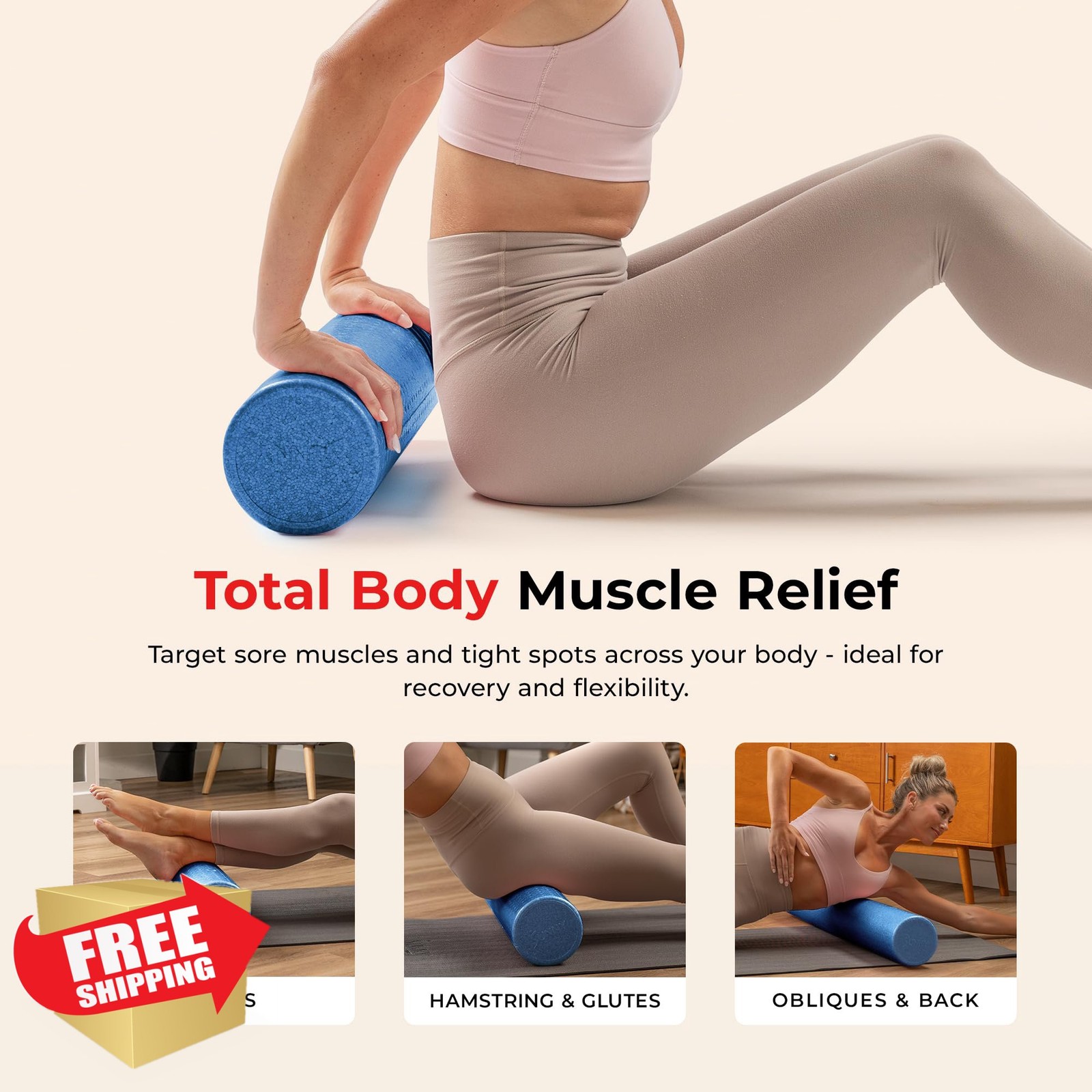 Sunny Health Fitness Foam Roller 12"-36" Black Blue Pink