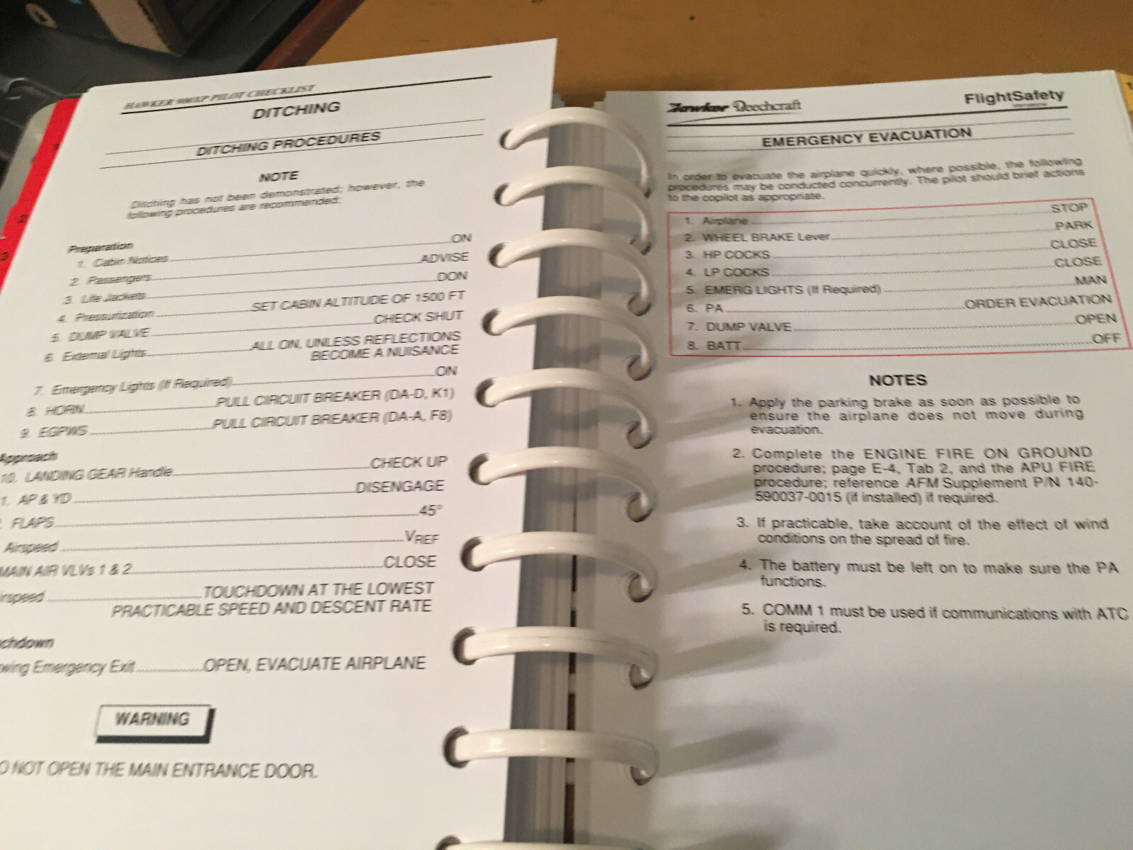 Beechcraft Hawker 900XP Pilot Checklist