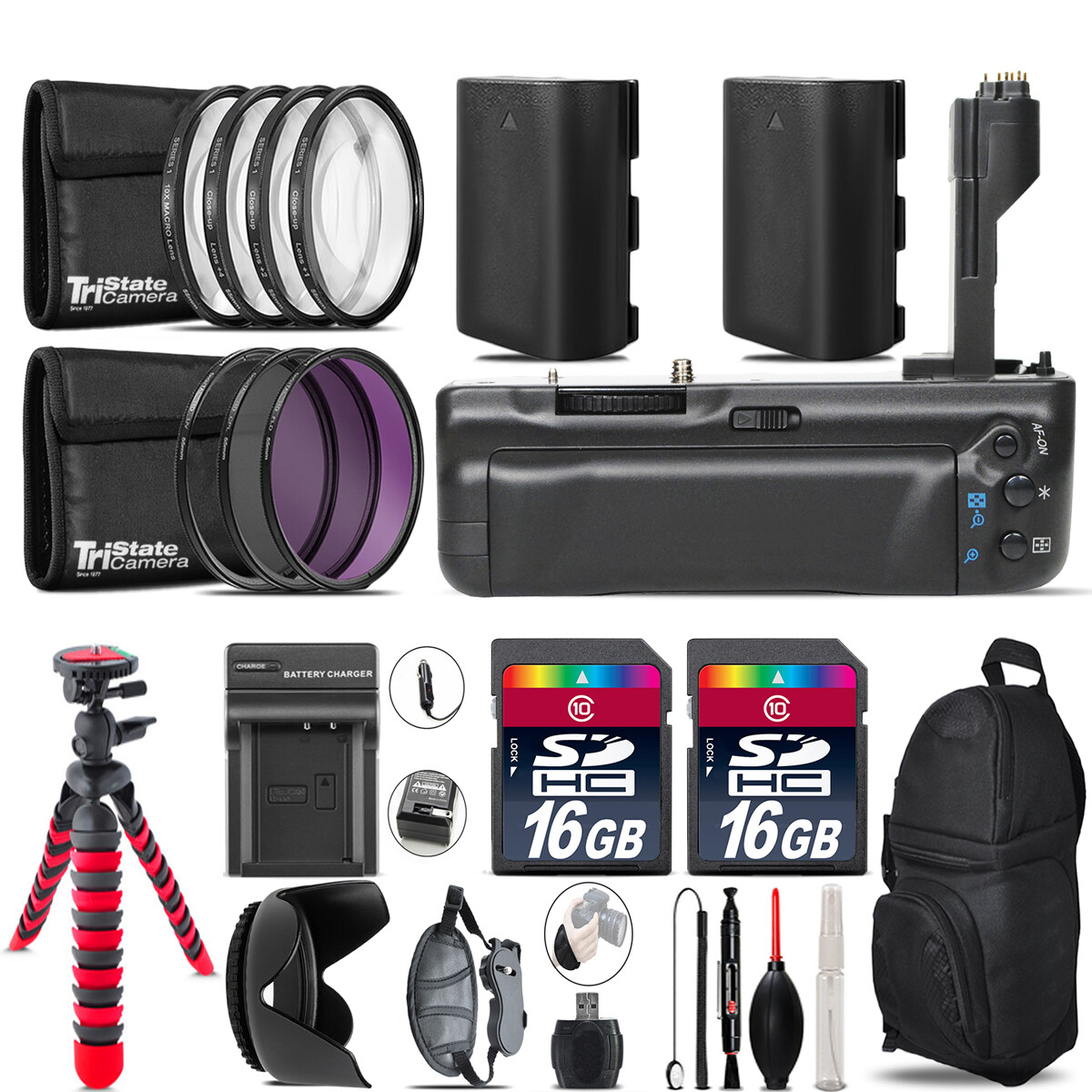 Battery Grip Bundle For Canon 70D / 80D + 2x LP-E6 Battries  + 32GB Kit - 58mm