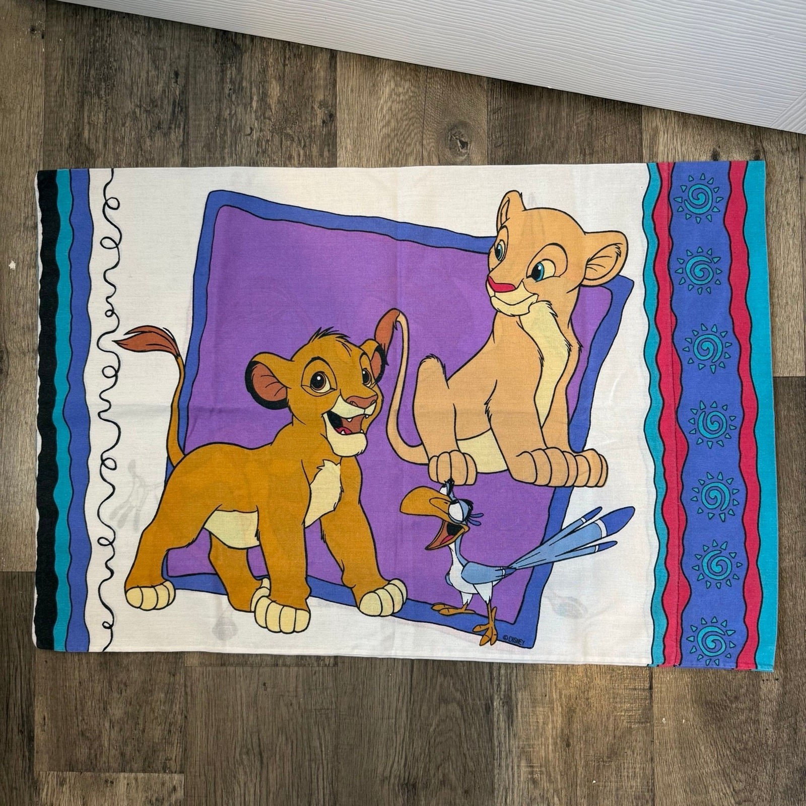 EUC Vintage 90s Disney Lion King Pillowcase Simba Nala Zazu Timon & Pumba